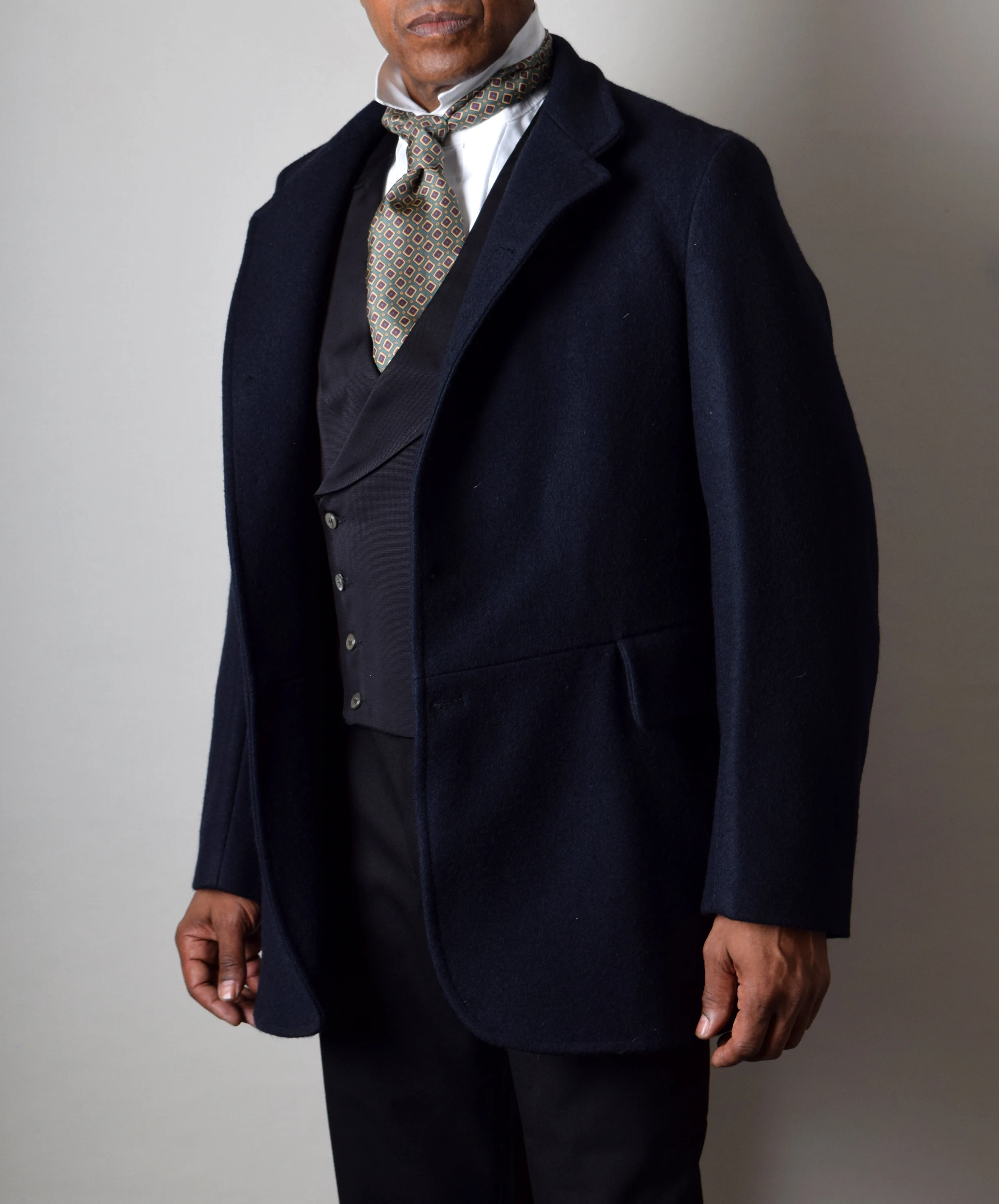 Blue Black Wool Melton Late Victorian Coat (JA1880-400) - Image 5