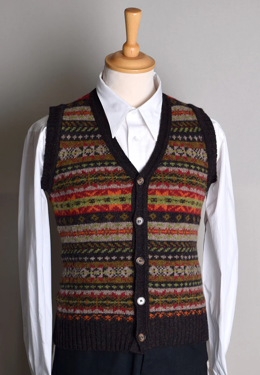 Button Through Fair Isle Waistcoat (KN150) - Image 6