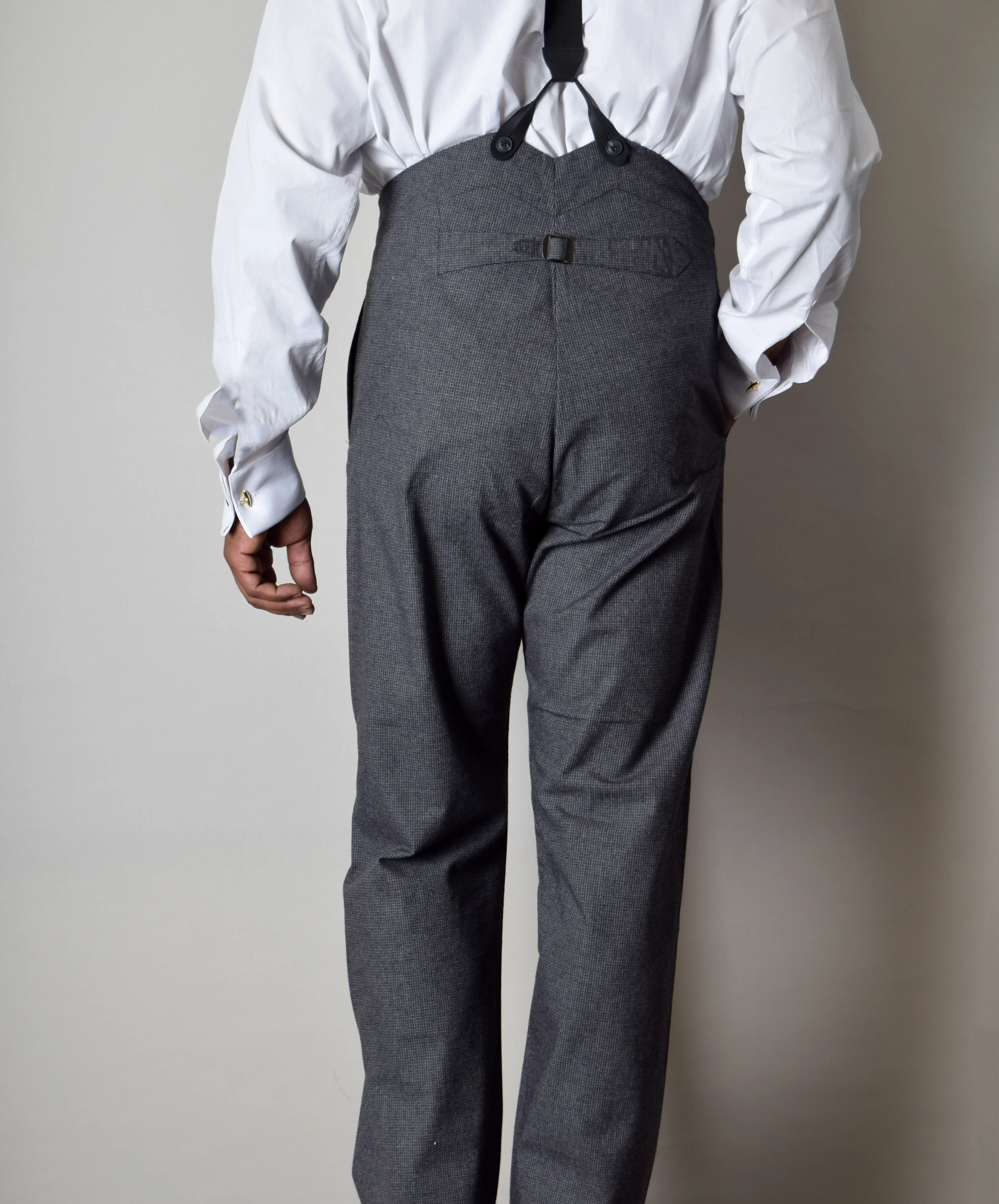 Charcoal Textured Weave Fishtail Back Trousers (TR360) - Image 3