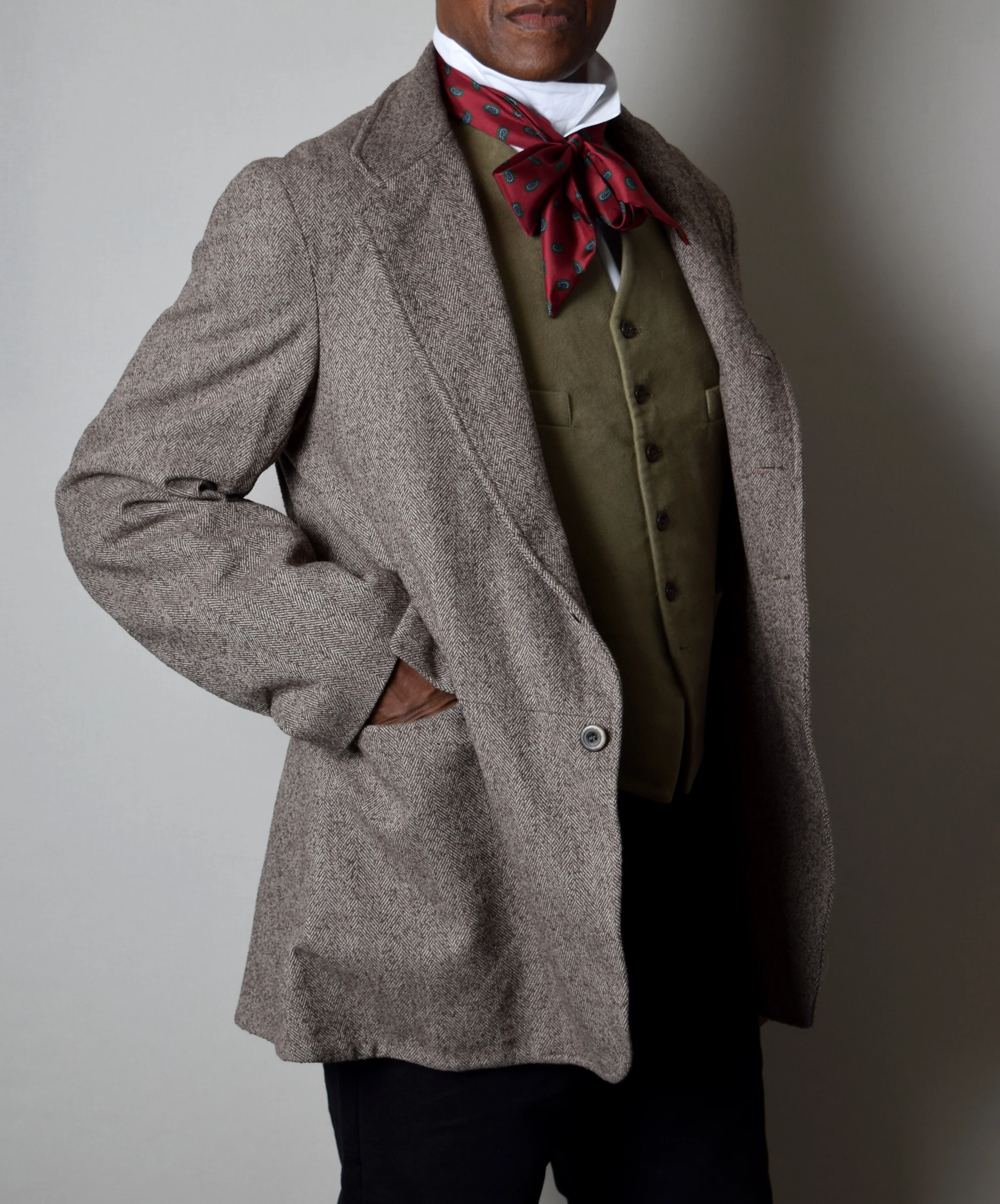 Coffee Herringbone Late Victorian Coat (JA1880-504) - Image 6