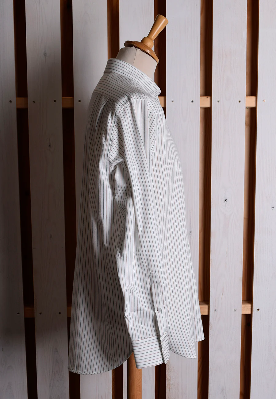 Collar Attached Green Brown Striped Workshirt (SH220CA) - Image 3