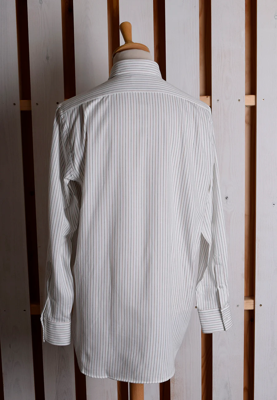 Collar Attached Green Brown Striped Workshirt (SH220CA) - Image 4