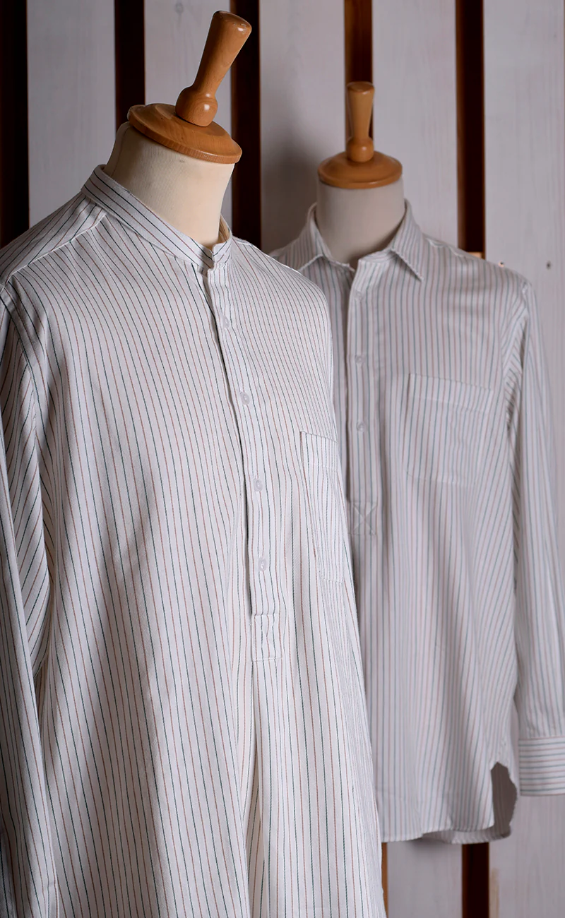 Collar Attached Green Brown Striped Workshirt (SH220CA) - Image 5