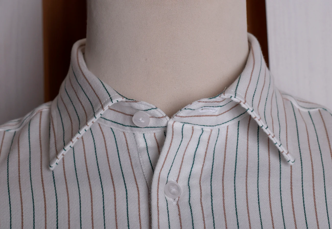 Collar Attached Green Brown Striped Workshirt (SH220CA) - Image 6