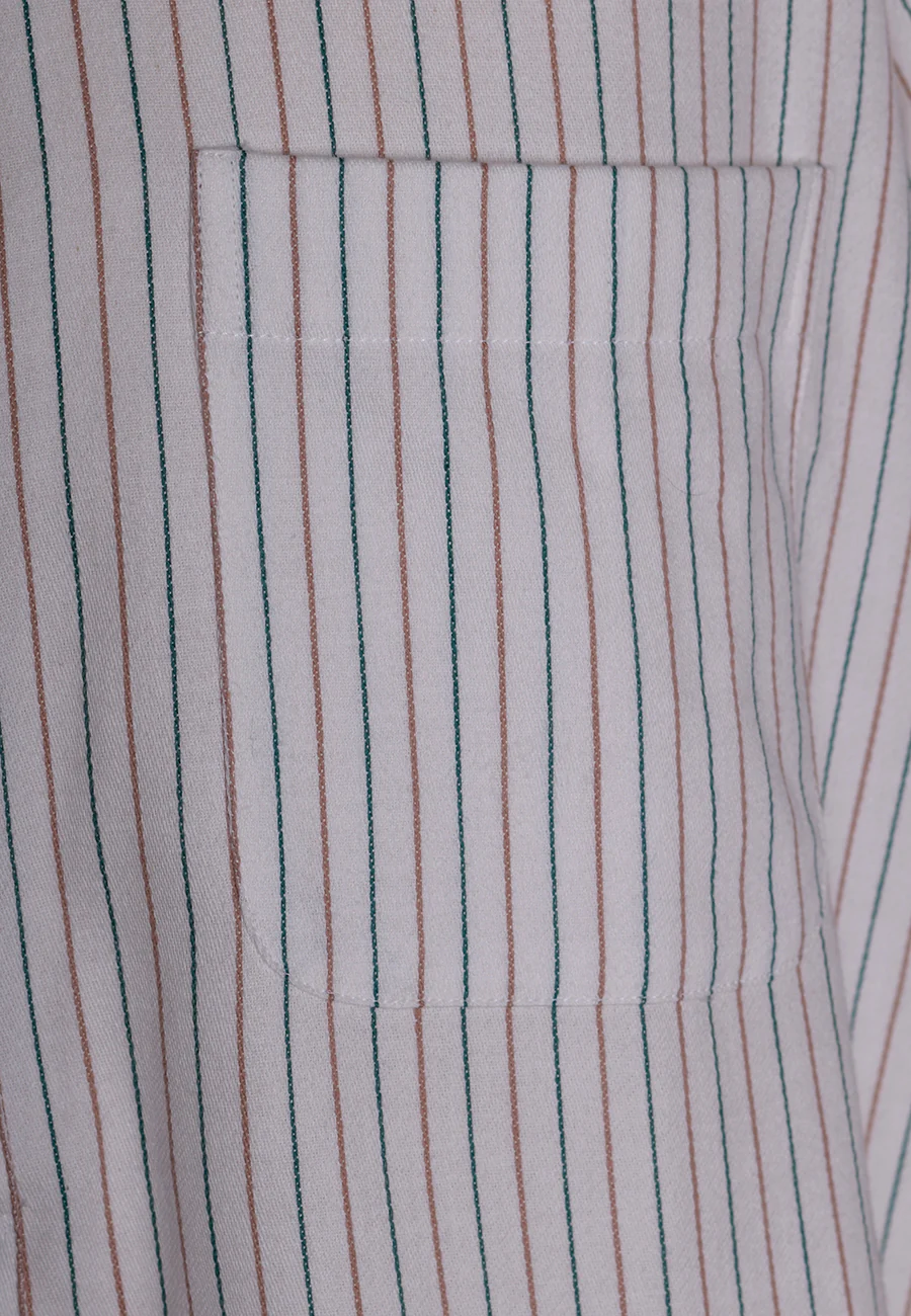 Collar Attached Green Brown Striped Workshirt (SH220CA) - Image 7