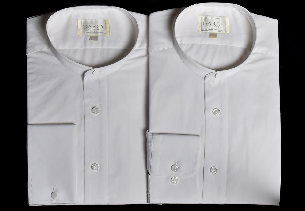 Collarless White Poplin Tunic Shirt (SH200) - Image 6