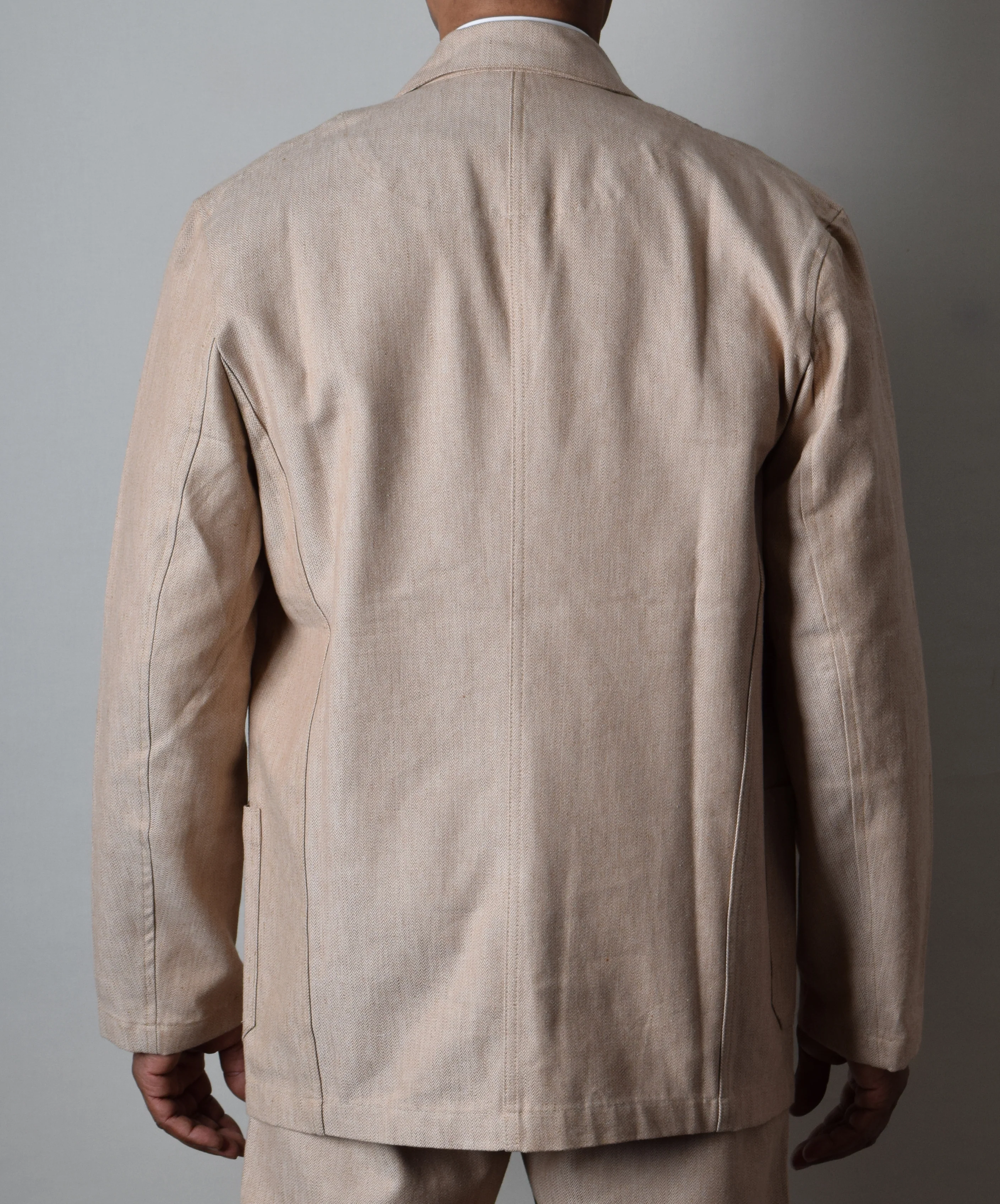 REDUCED Cotton/Linen Blend Biscuit Coloured Jacket - Shorter Sleeve (JA450-SR) - Image 3