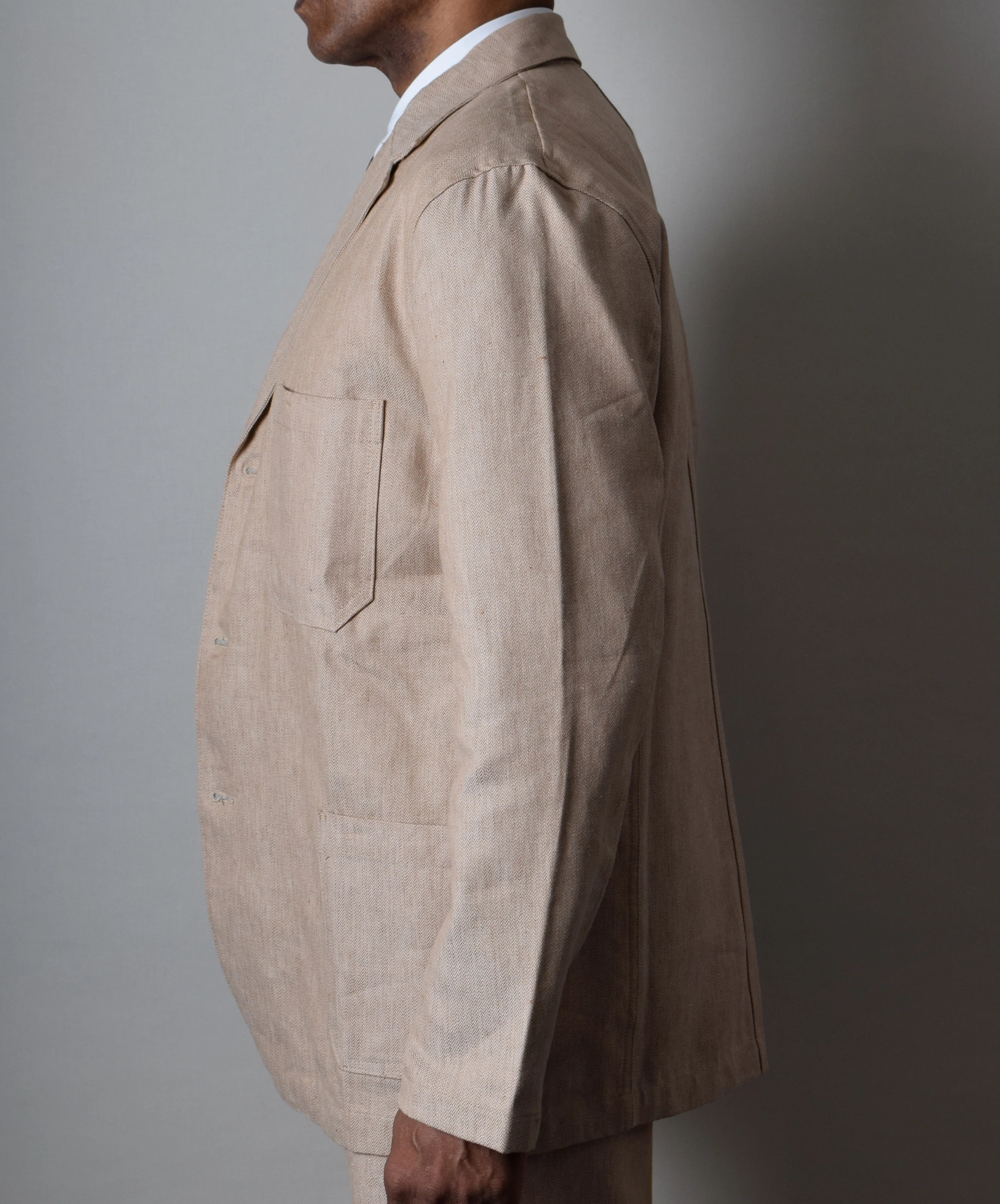 REDUCED Cotton/Linen Blend Biscuit Coloured Jacket - Shorter Sleeve (JA450-SR) - Image 4