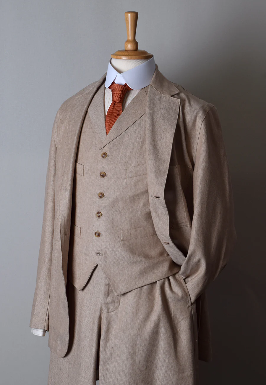Cotton / Linen Blend Biscuit Coloured Waistcoat (WC450) - Image 3