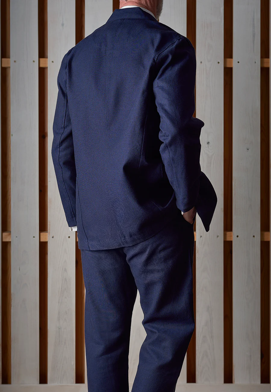 Cotton/Linen Blend Navy Blue Jacket (JA460) - Image 2