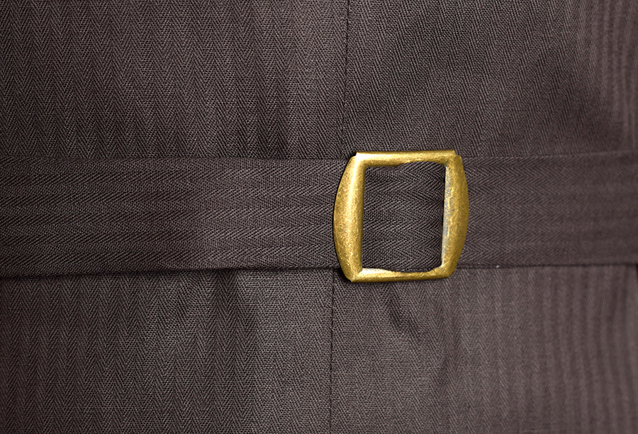 Dark Brown Brushed Cotton Herringbone Waistcoat (WC420) - Image 3