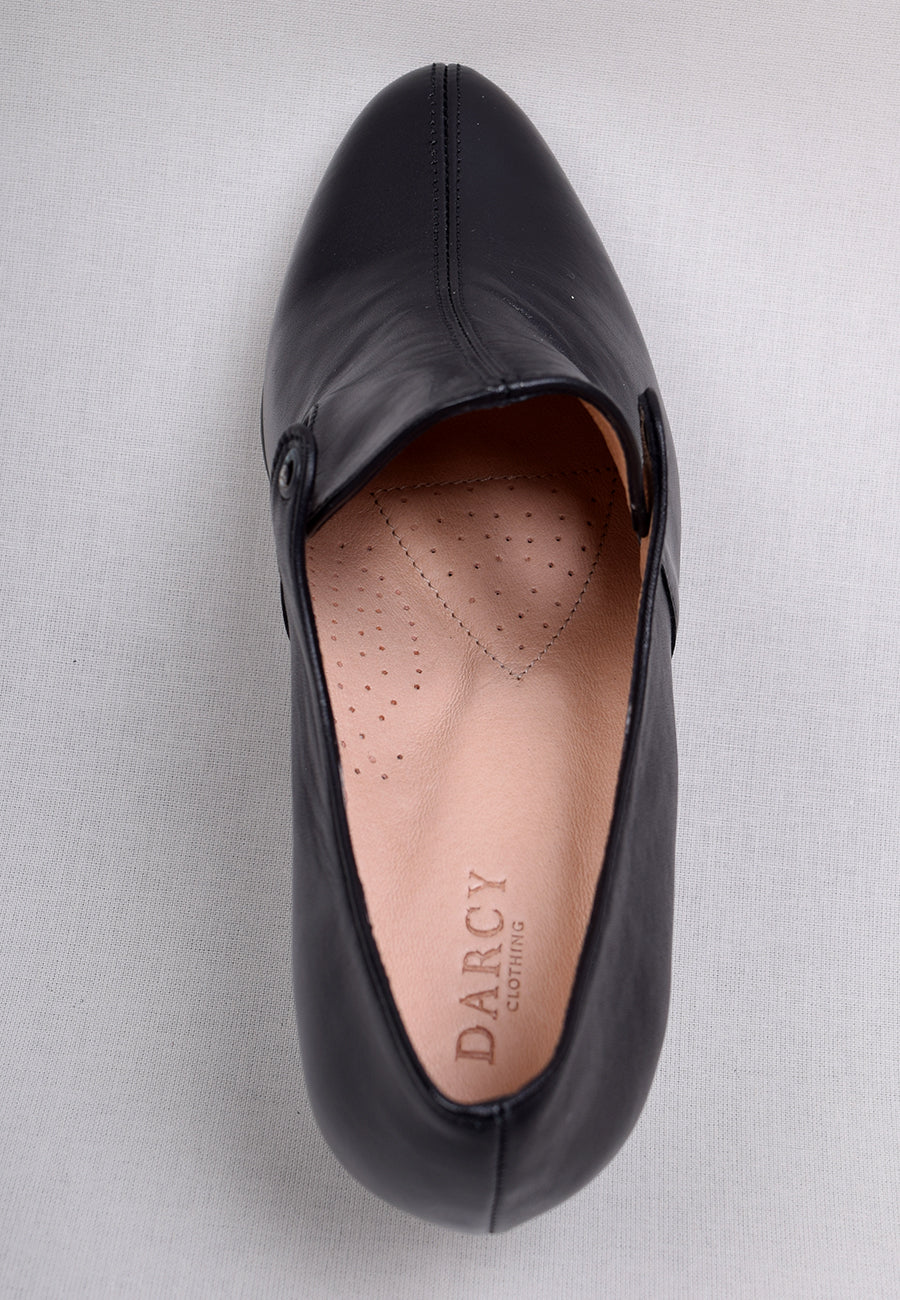 Eighteenth Century Ladies Tongue and Tie Leather Shoes Black (SP1800) - Image 5