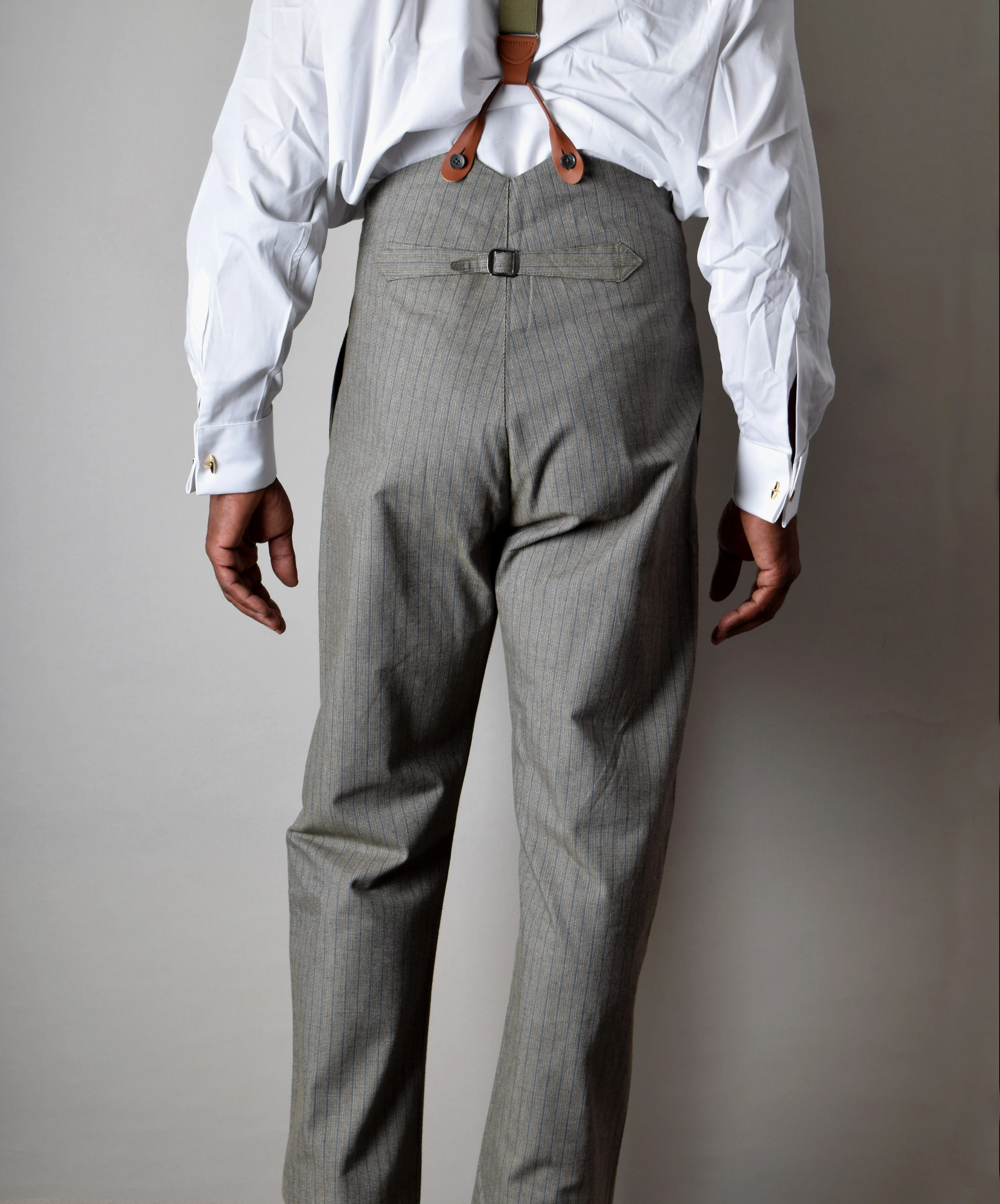 Olive/Blue Stripe Fishtail Back Trousers (TR305) - Image 3