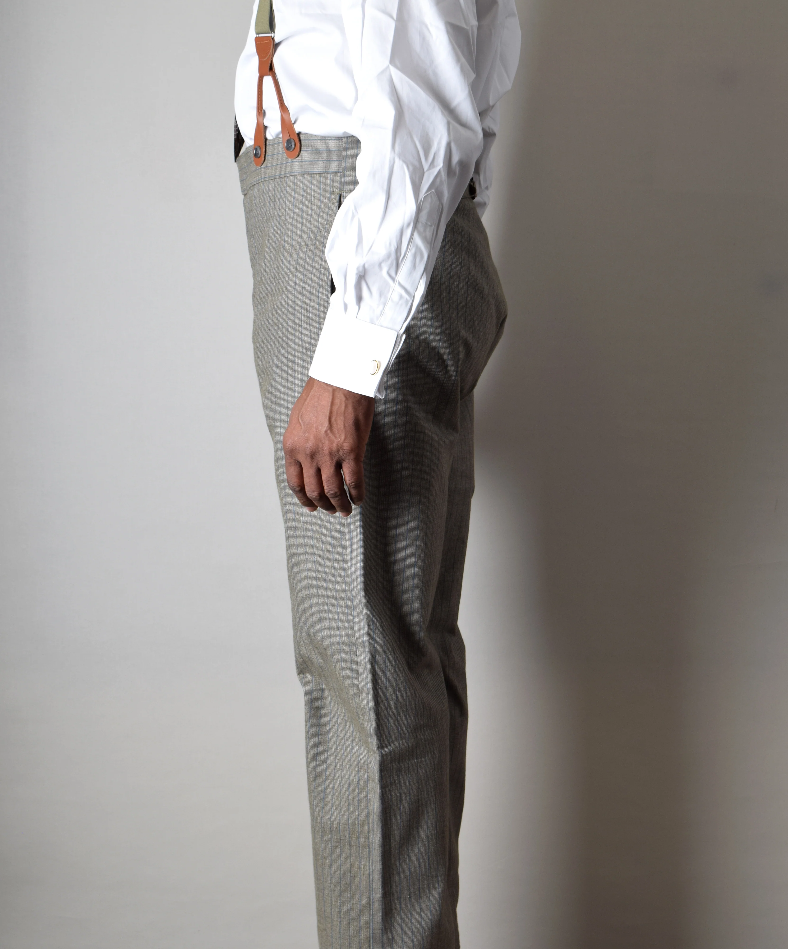 Olive/Blue Stripe Fishtail Back Trousers (TR305) - Image 4