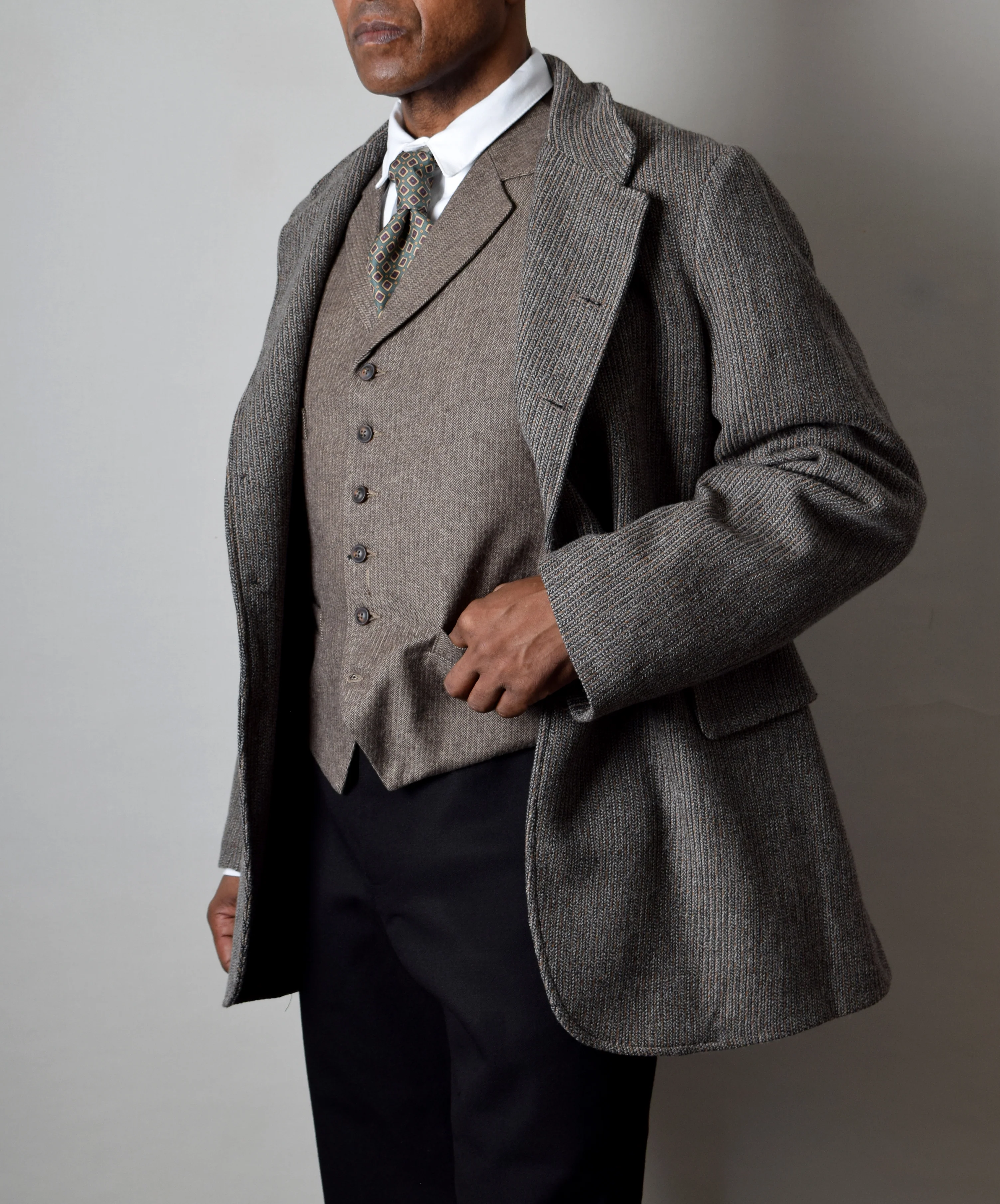 Grey Brown Twist Late Victorian Coat (JA1880-333)