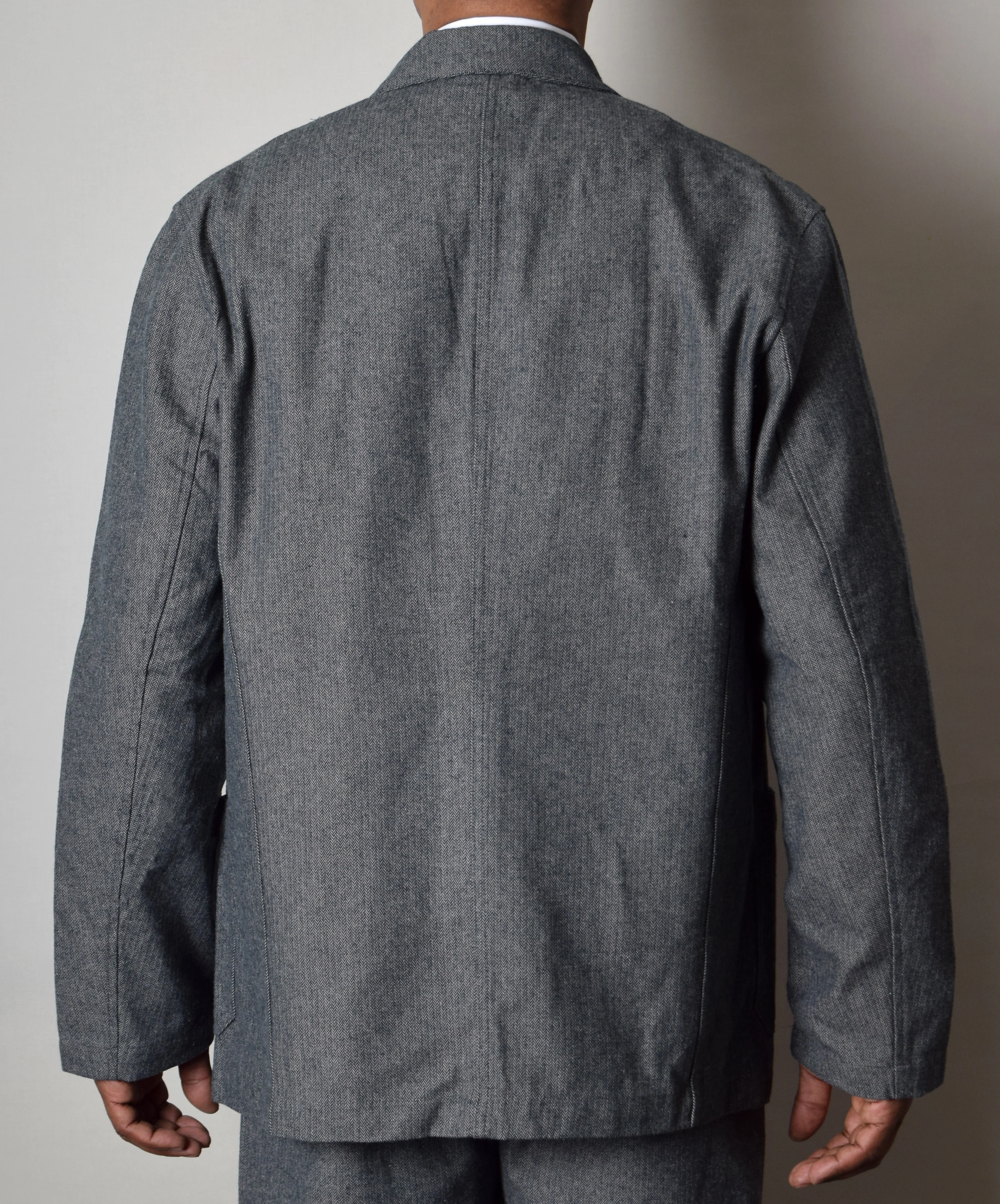 Grey Brushed Cotton Herringbone Jacket (JA300) - Image 3