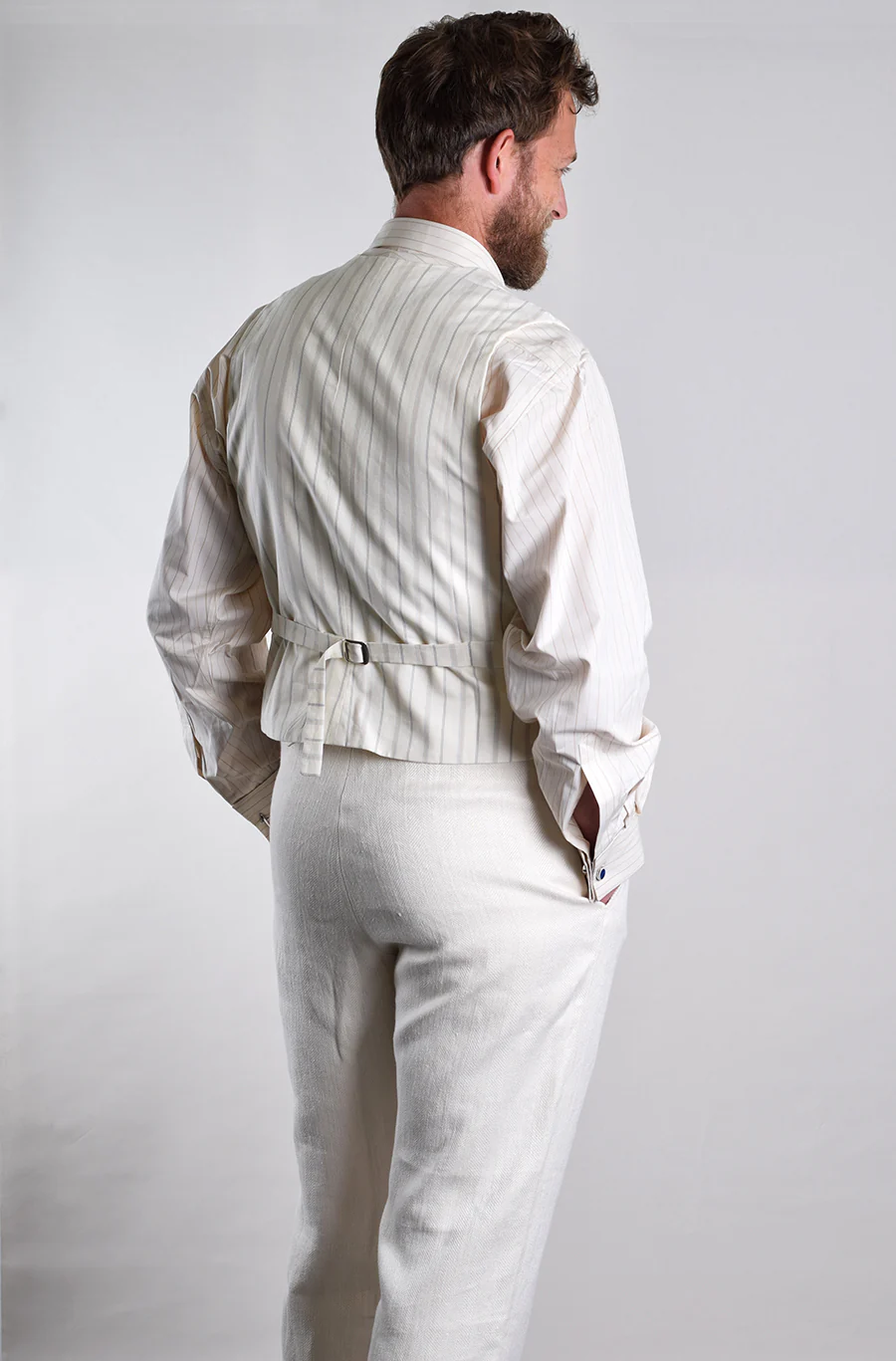 Heavyweight Linen Fishtail Back Trousers (TR922) - Image 3