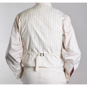 Heavyweight Ivory Herringbone Linen Waistcoat (WC922) - Image 3