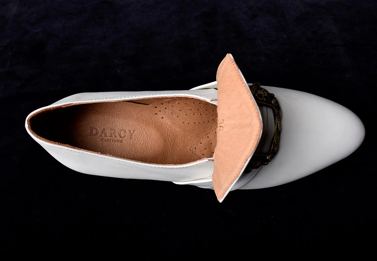 Ladies Leather Victorian Shoes Stone (SP1901) - Image 7