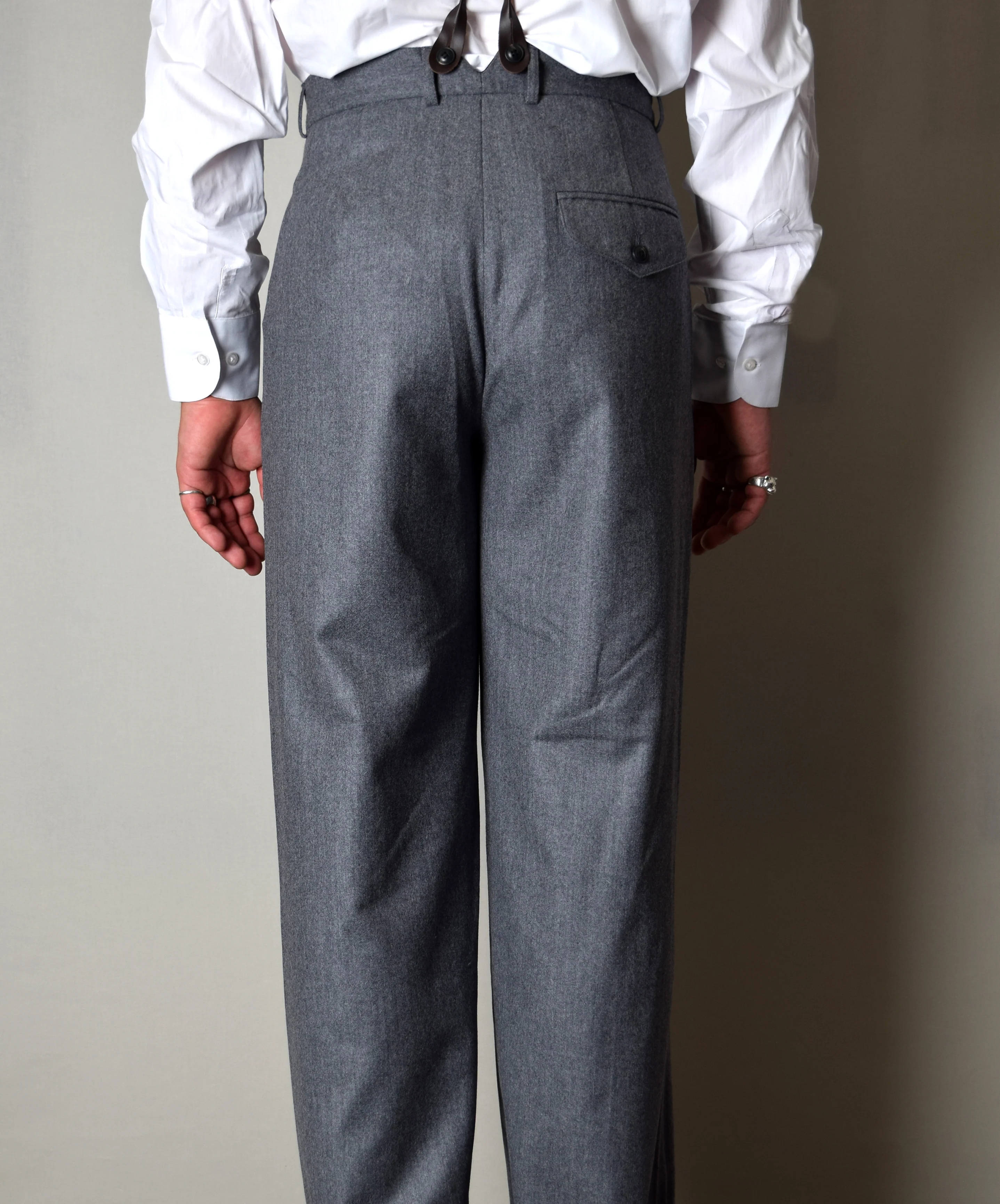 Grey Flannel Pleated Front Trousers (TR1920-G) - Image 3