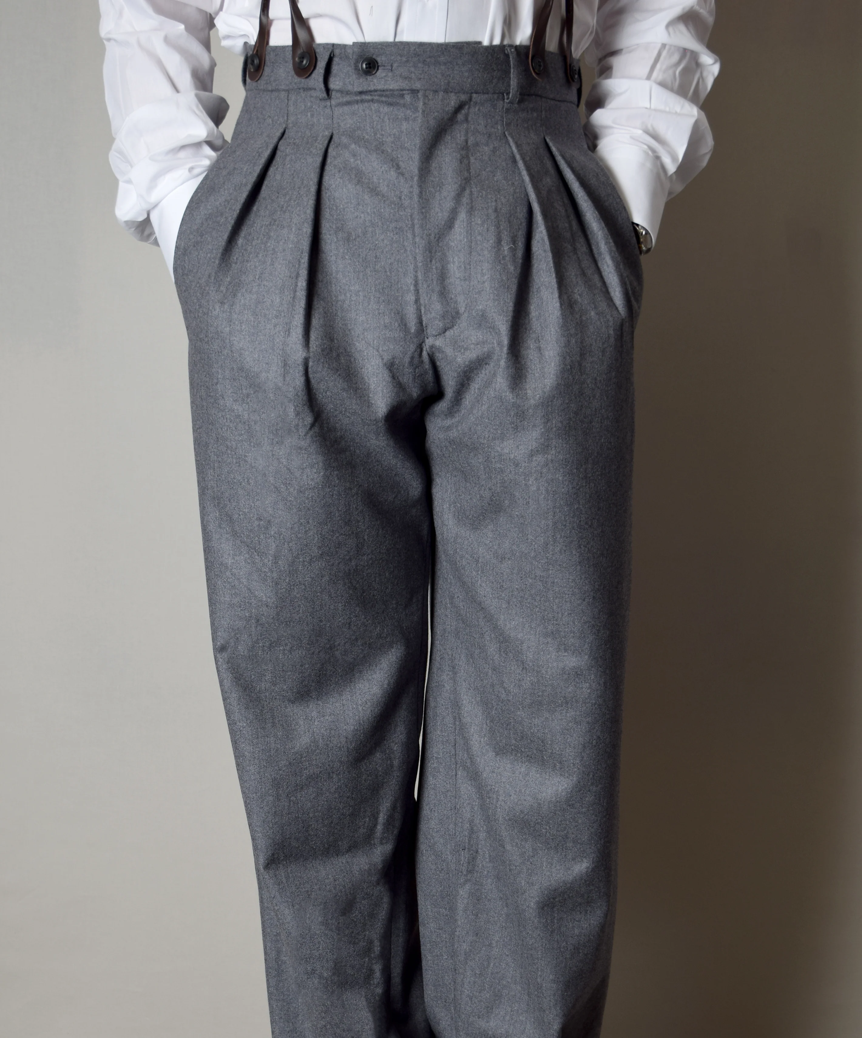 Grey Flannel Pleated Front Trousers (TR1920-G) - Image 4
