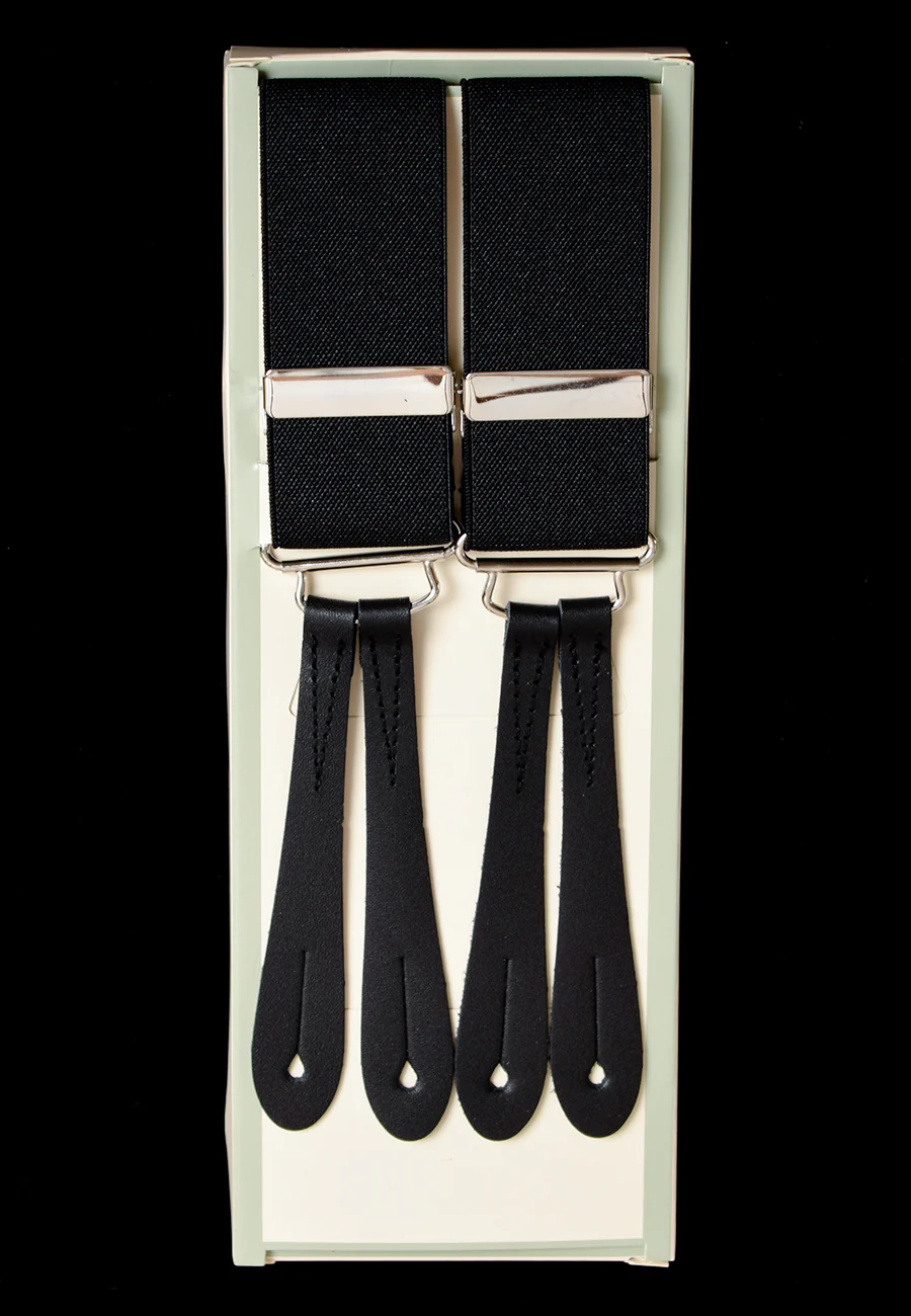 Plain Coloured Button-on Braces with Stamped Leather ends (BR700) - Image 3