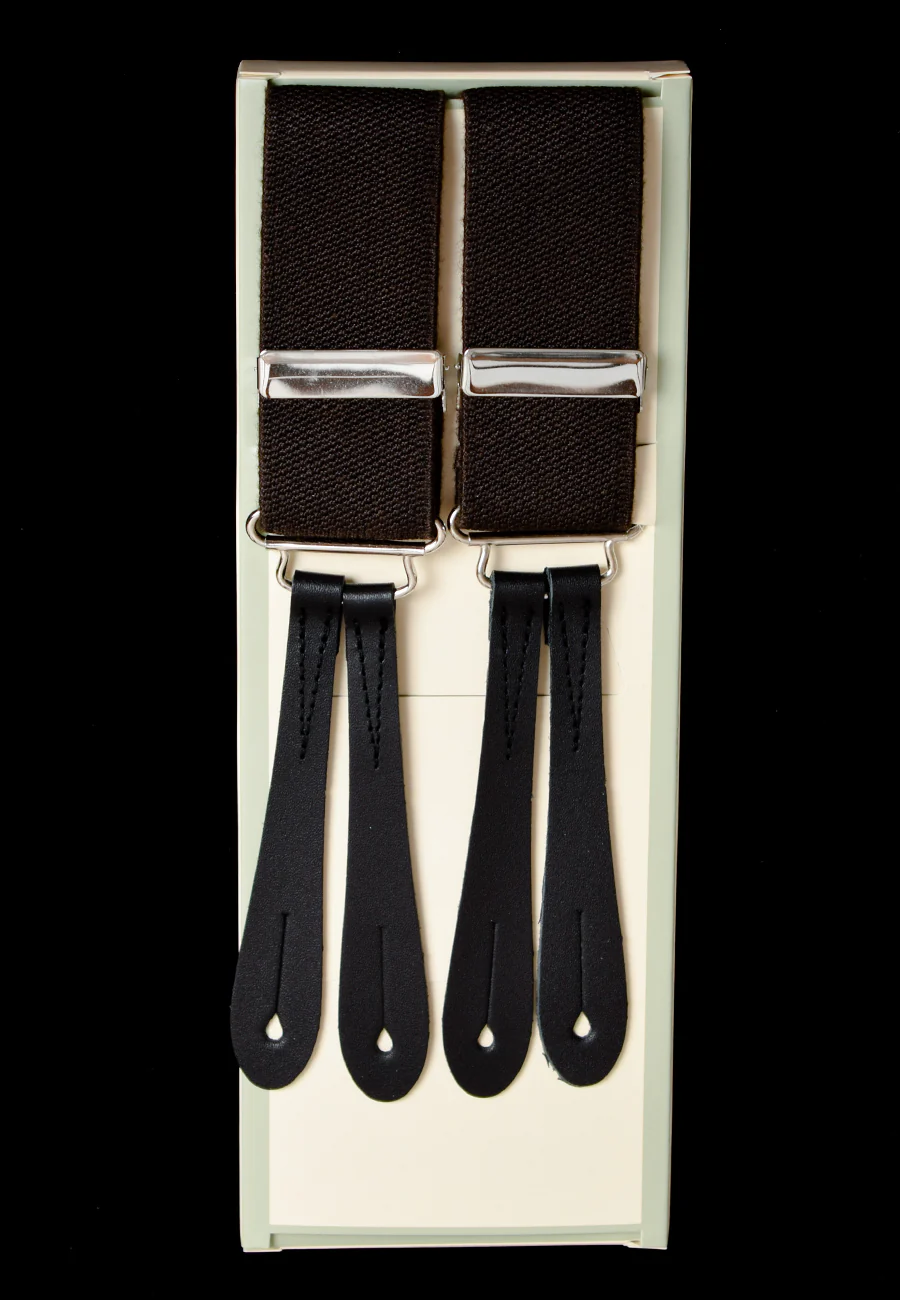 Plain Coloured Button-on Braces with Stamped Leather ends (BR700) - Image 4