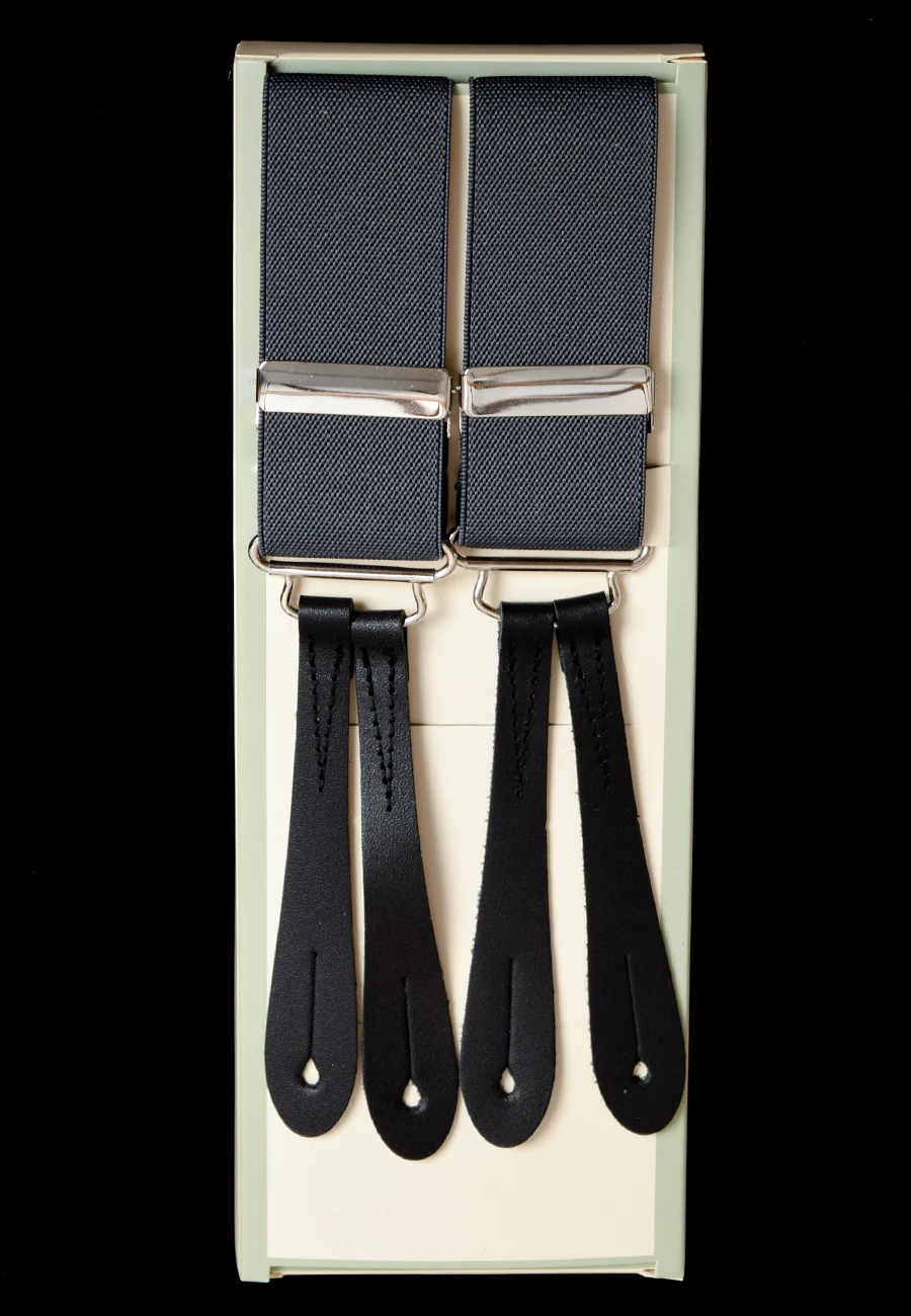 Plain Coloured Button-on Braces with Stamped Leather ends (BR700) - Image 5