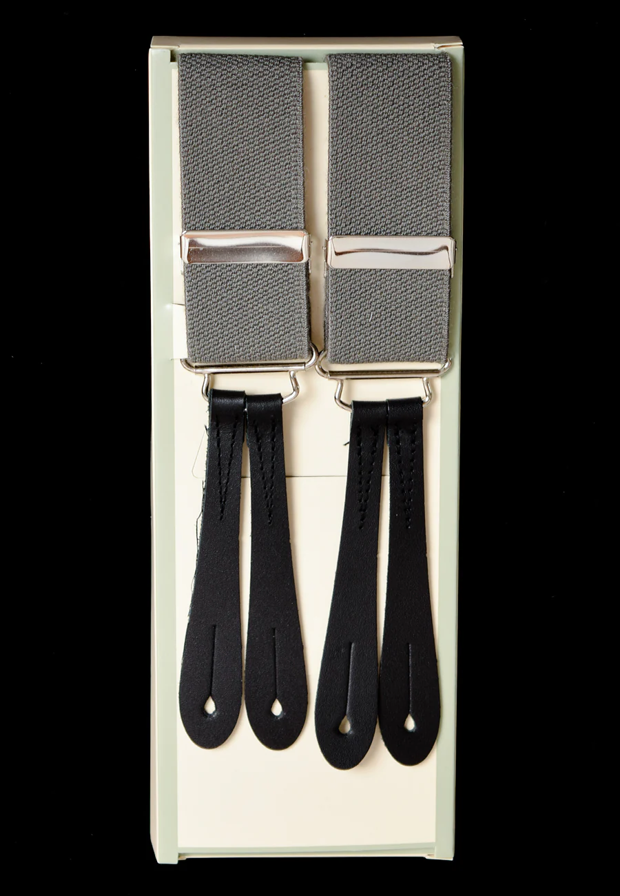 Plain Coloured Button-on Braces with Stamped Leather ends (BR700) - Image 6