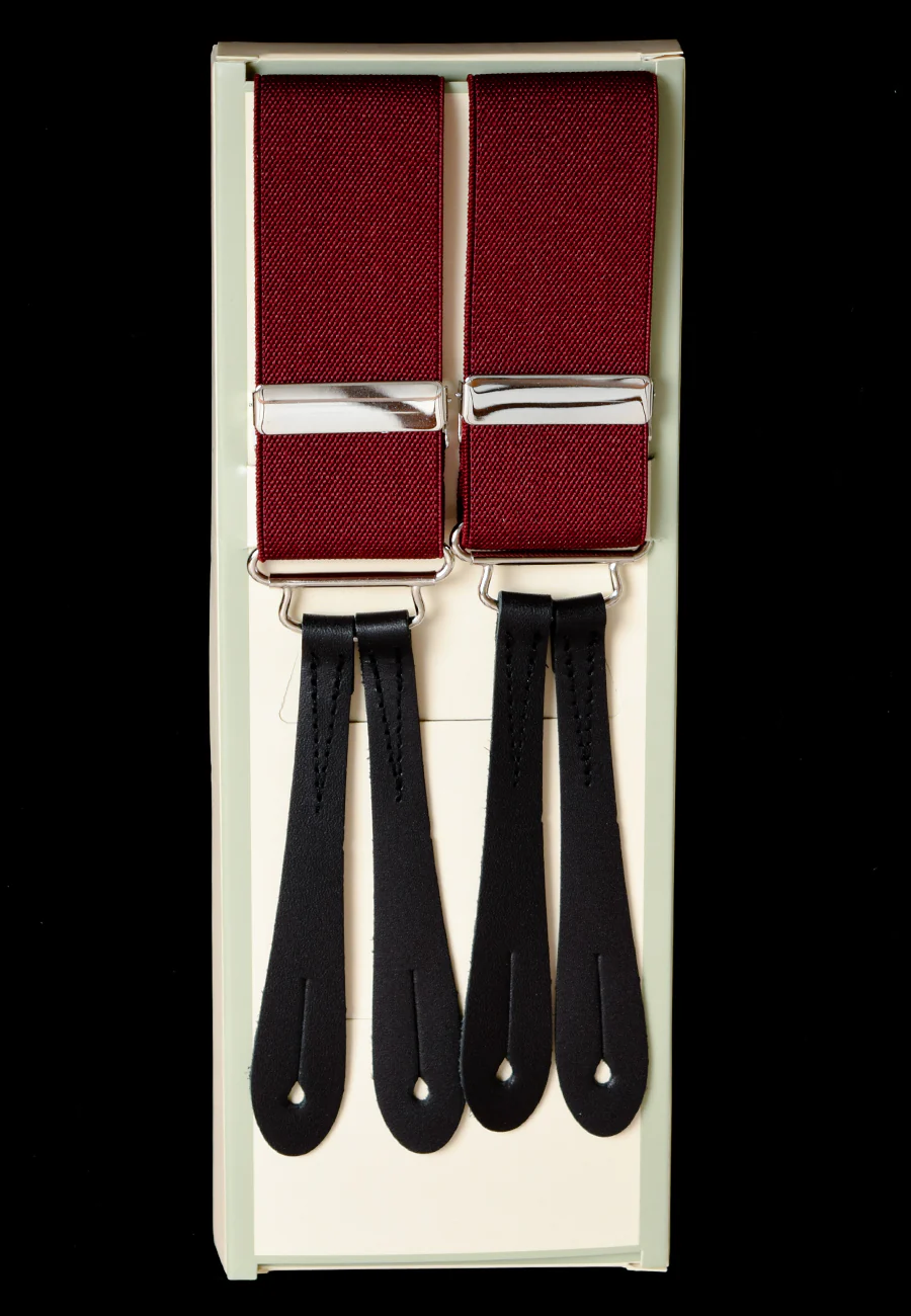 Plain Coloured Button-on Braces with Stamped Leather ends (BR700) - Image 8