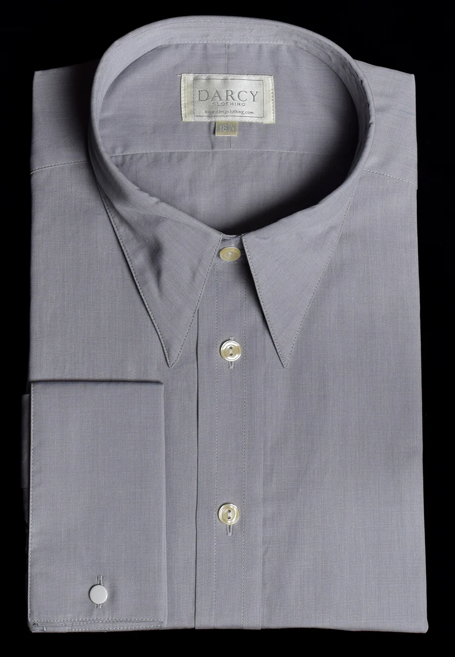 Plain Coloured Spearpoint Collar Shirt | Early C20th (SH190P) - Double Cuff - Image 5