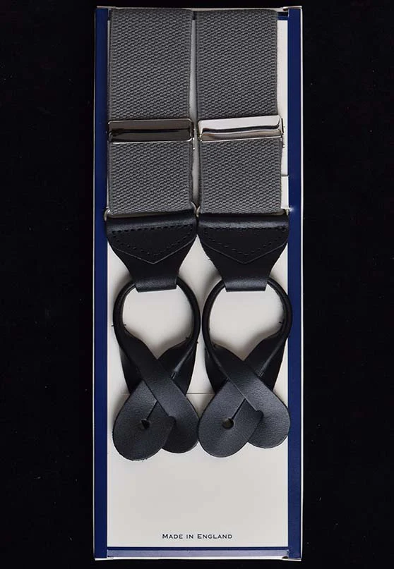 Plain Coloured Button-On Braces with Leather Runner Ends(BR715) - Image 3