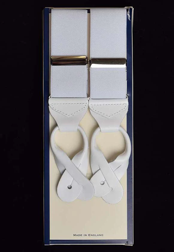 Plain Coloured Button-On Braces with Leather Runner Ends(BR715) - Image 4