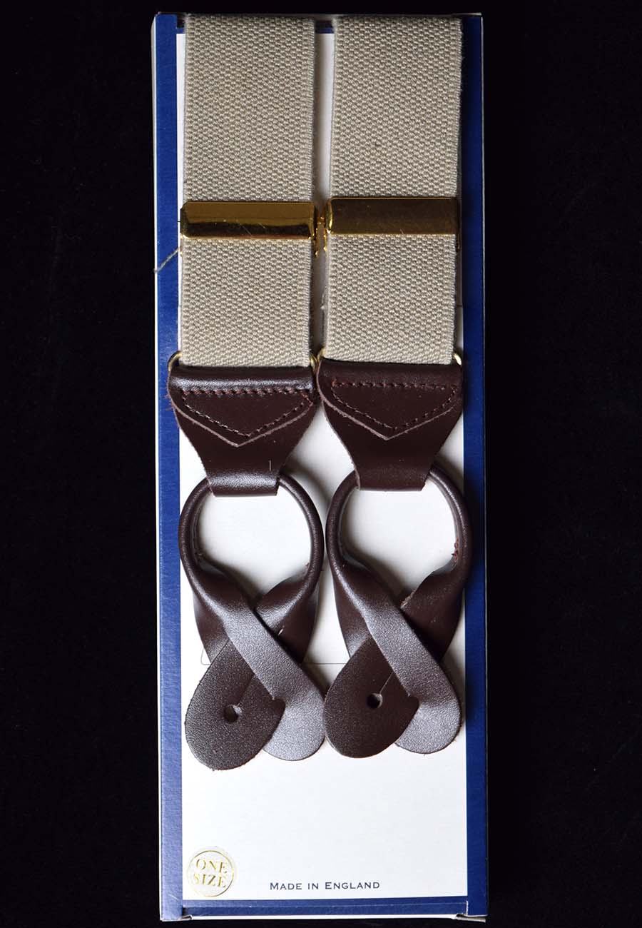 Plain Coloured Button-On Braces with Leather Runner Ends(BR715) - Image 5