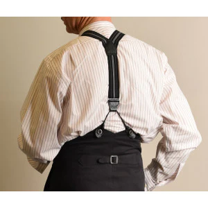 Plain Coloured Button-On Braces with Leather Runner Ends(BR715) - Image 7