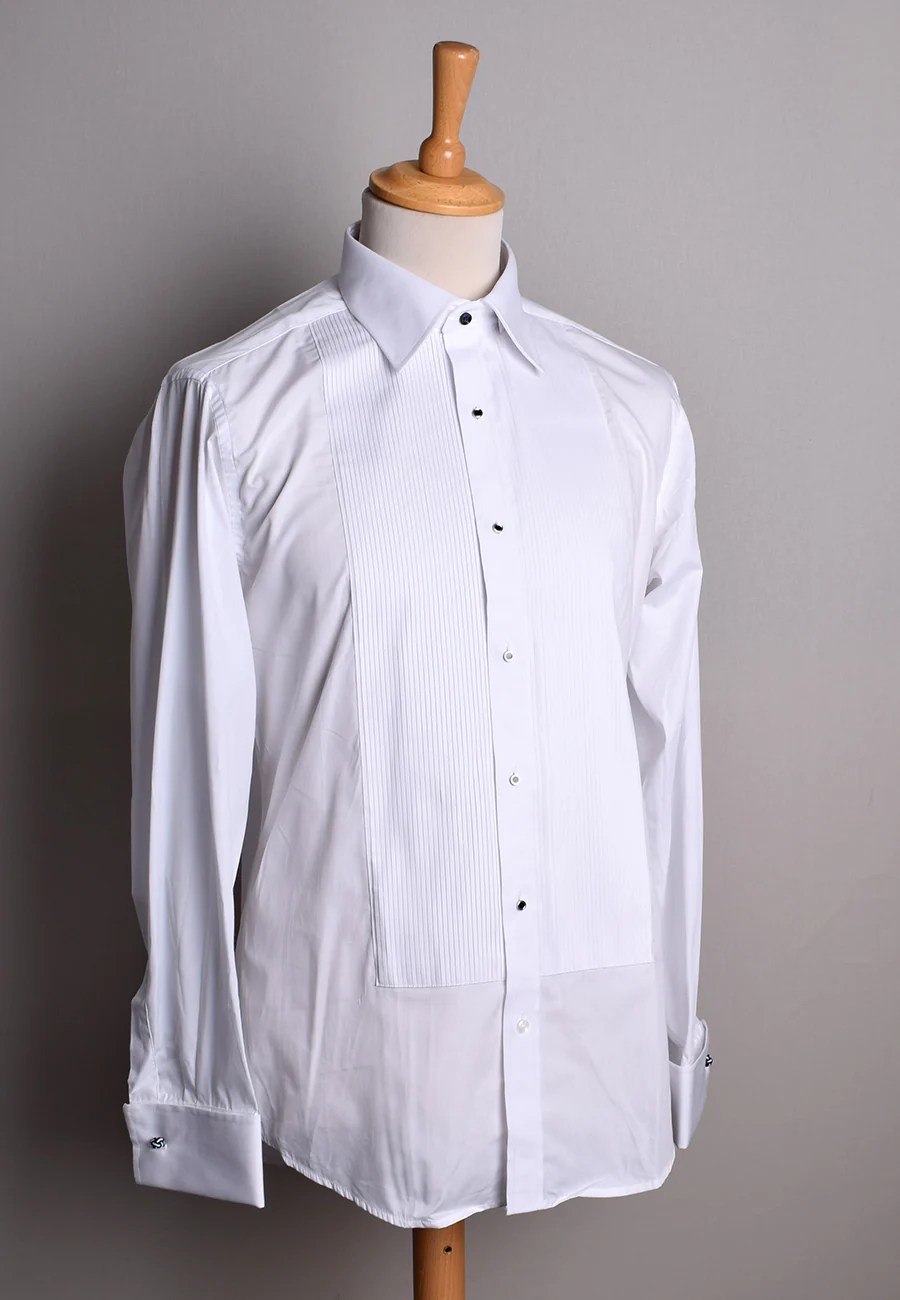 Pleated Front Evening Shirt - Wing or Turndown Collar (SH254) - Image 6