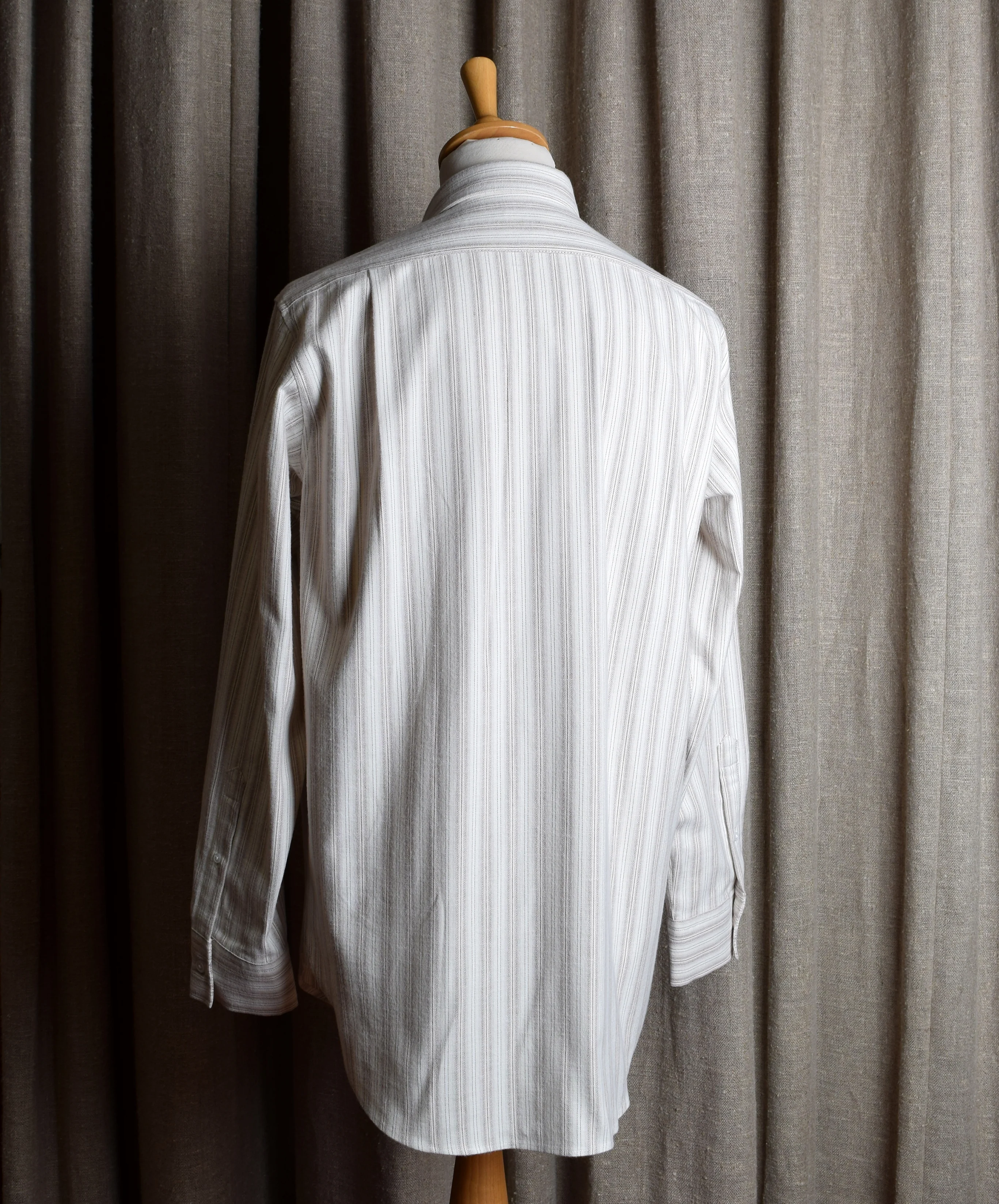 REDUCED Beige Marl Stripe Grandad Shirt - Collarless or Collar Attached (SH2122R) - Image 8