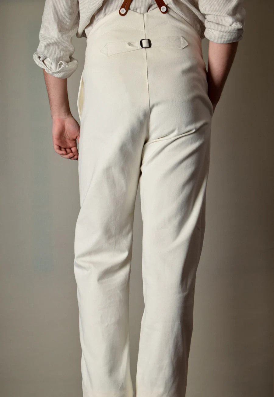 REDUCED Dyeable White Cotton Drill Fishtail Back Trousers (TR105-R) - Image 4