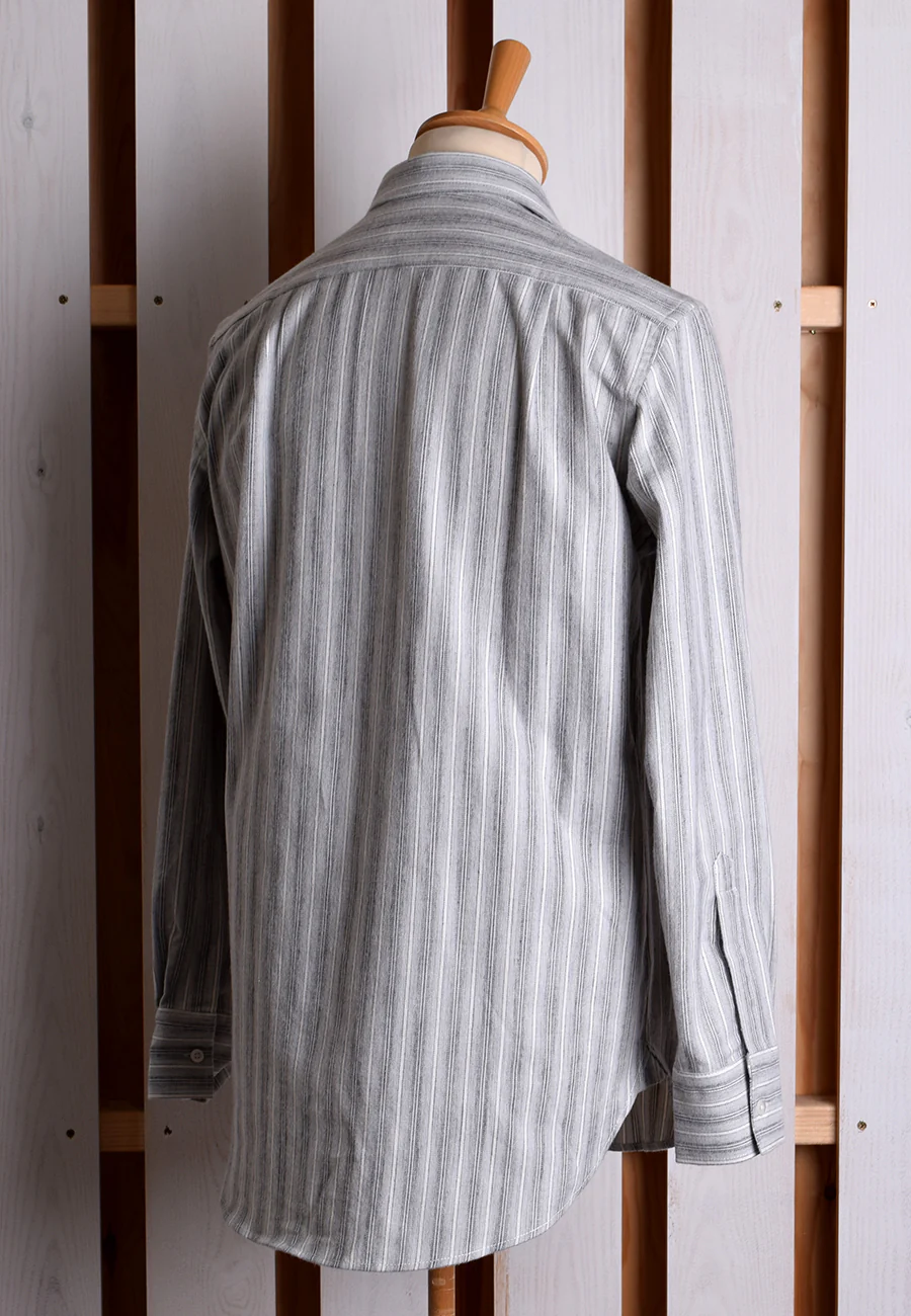 Grey Marl Stripe Grandad Shirt - Collarless or Collar Attached (SH2123) - Image 4