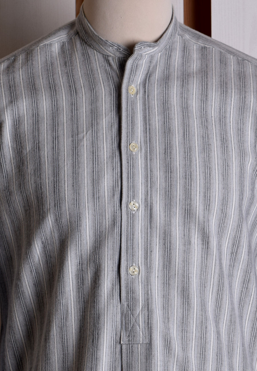 Grey Marl Stripe Grandad Shirt - Collarless or Collar Attached (SH2123) - Image 9
