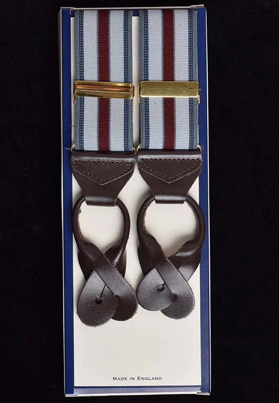 Striped Tan/Brown Runner End Button-On Braces (BR717) - Image 3