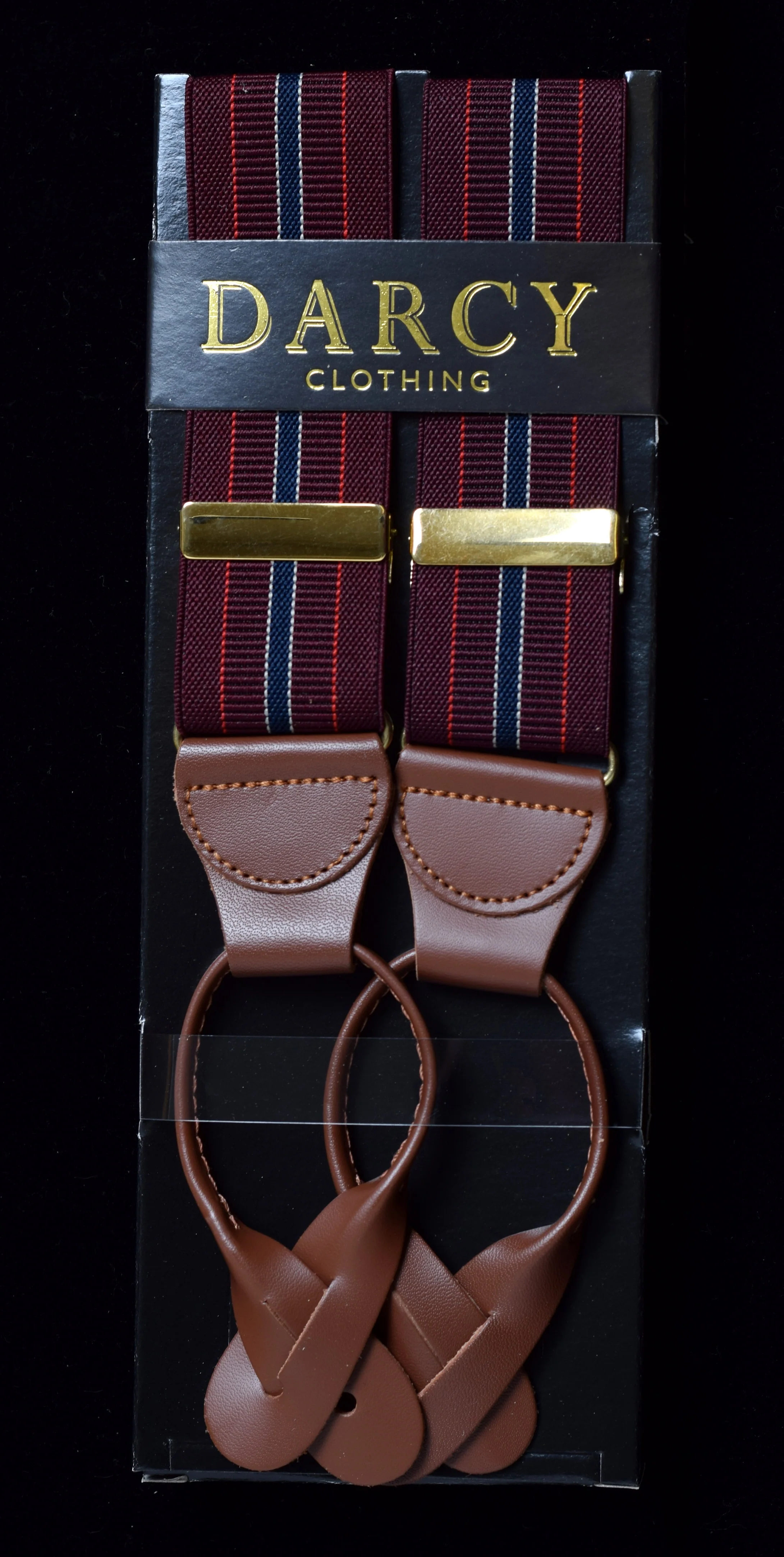 Striped Tan/Brown Runner End Button-On Braces (BR717) - Image 6