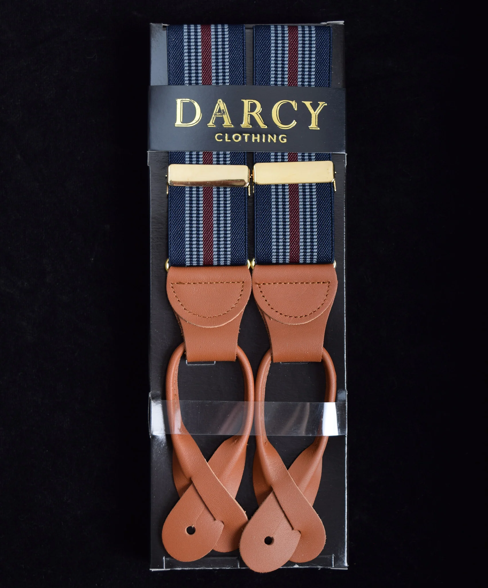 Striped Tan/Brown Runner End Button-On Braces (BR717) - Image 8
