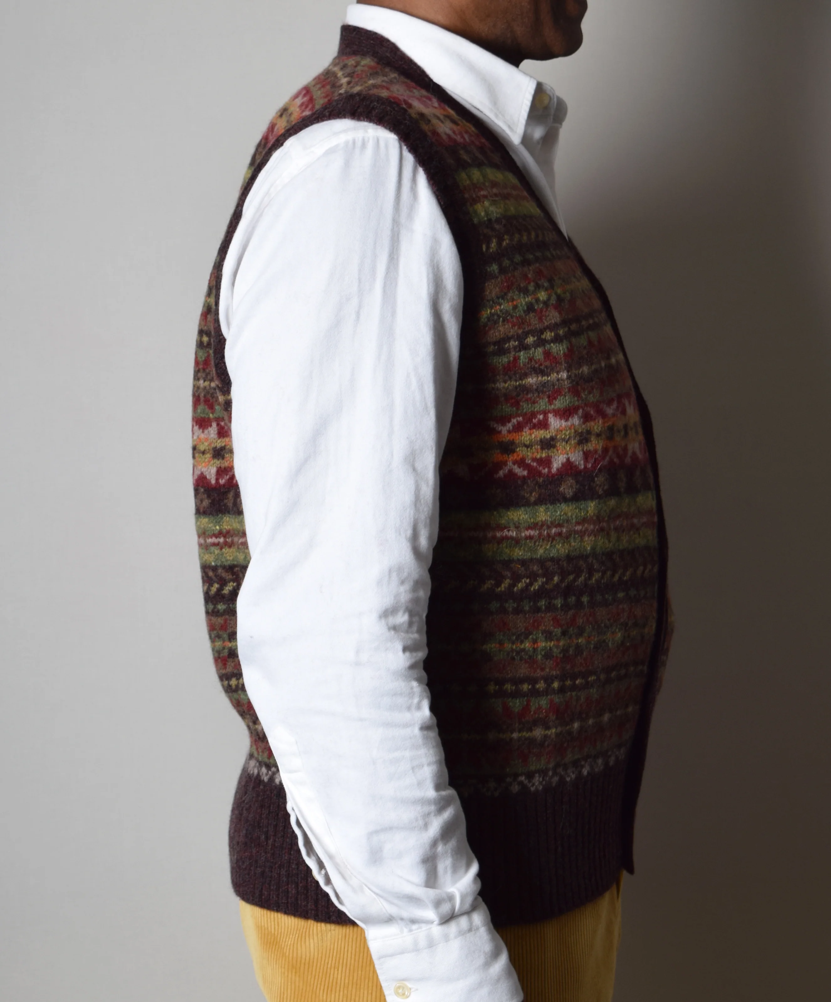 Turin Button Through Wool Fair Isle Waistcoat (KN161) - Image 2