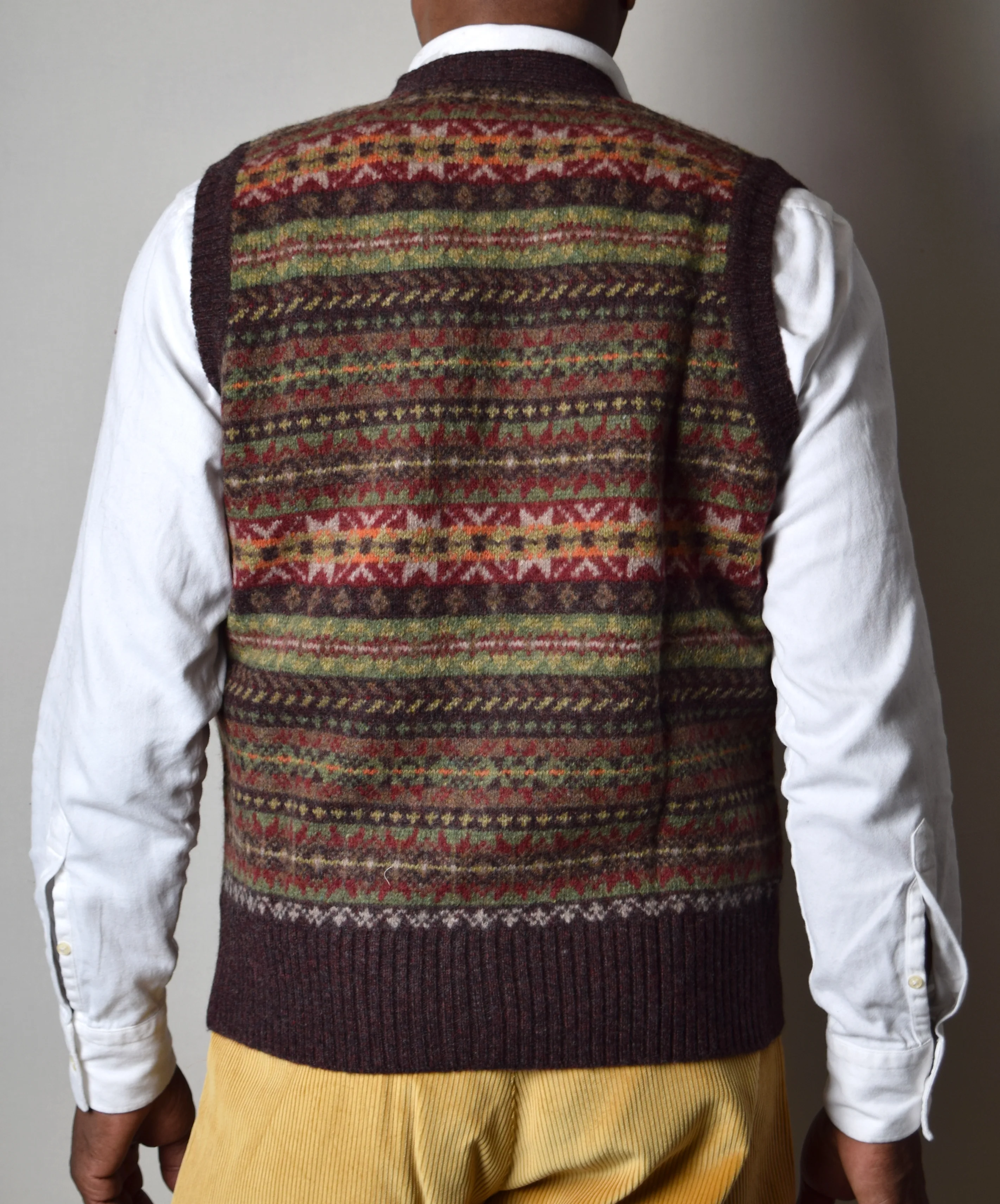 Turin Button Through Wool Fair Isle Waistcoat (KN161) - Image 3