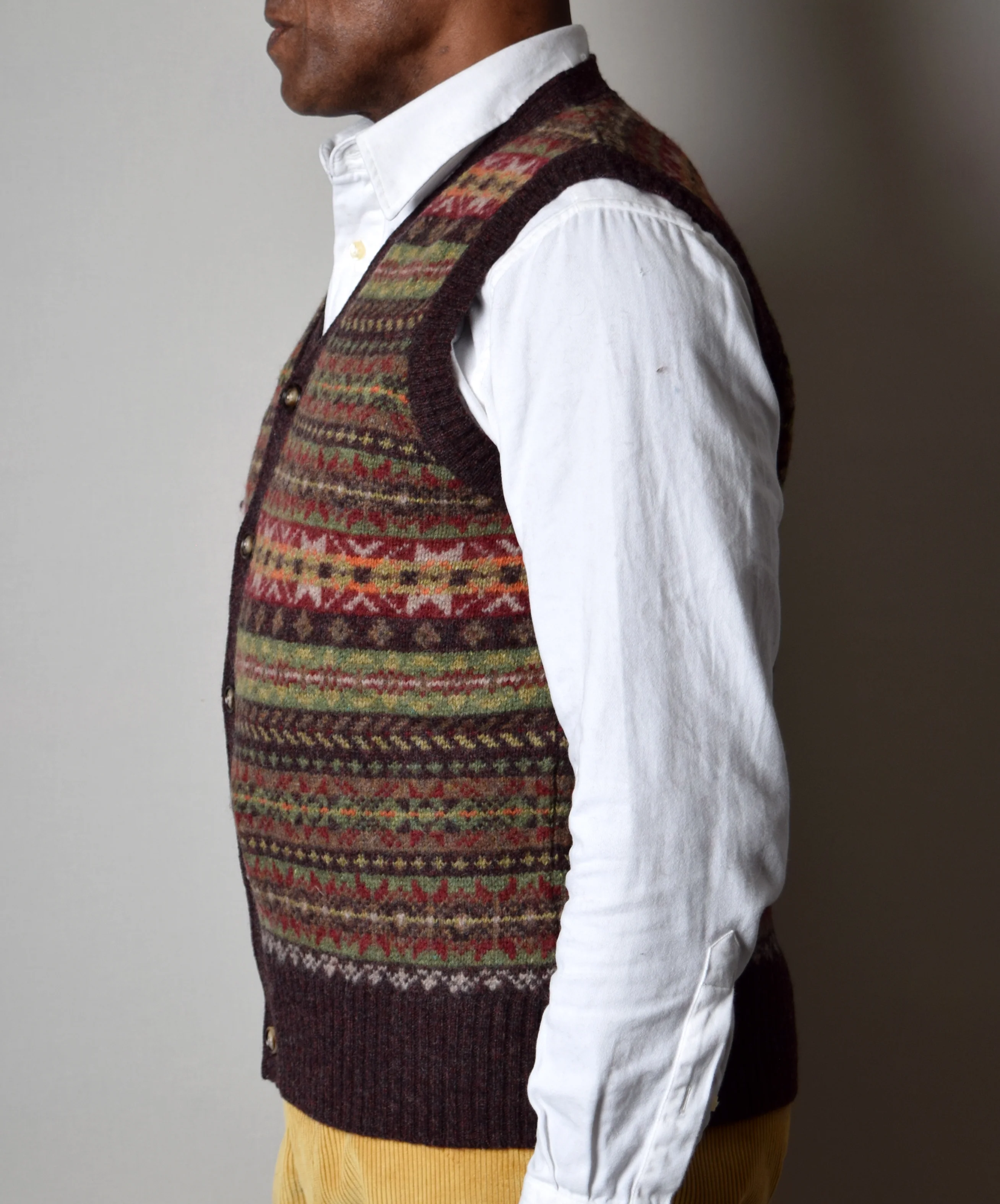 Turin Button Through Wool Fair Isle Waistcoat (KN161) - Image 4