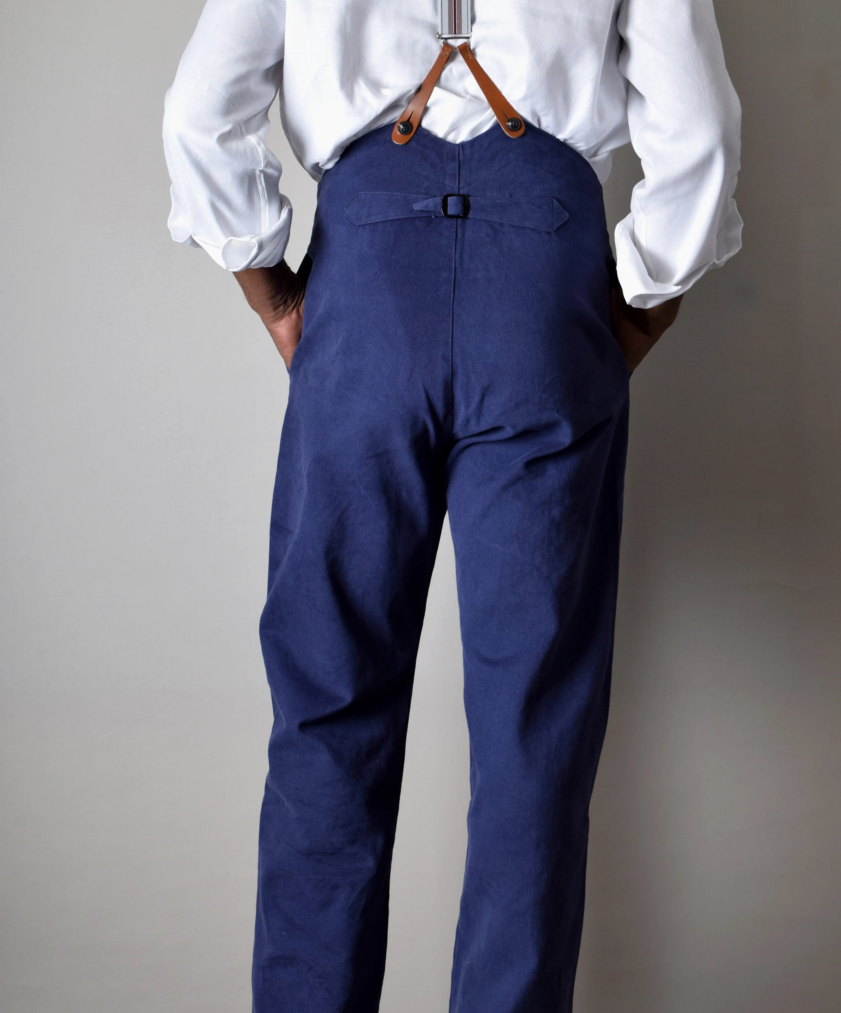Washed Blue Cotton Drill Fishtail Back Work Trousers (TR100) - Image 3