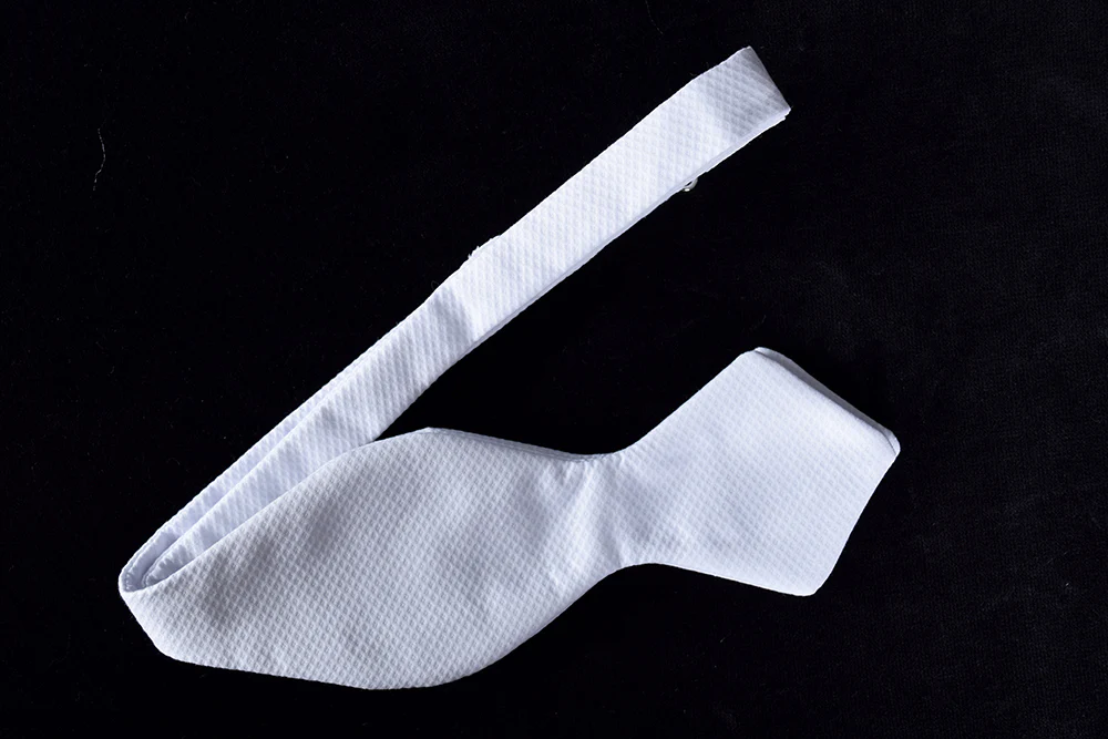 White Marcella Pointed End Bow Tie - Self Tie (CR545WS) - Image 2