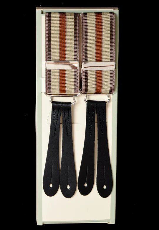 Striped Button-On Braces with Stamped Leather Ends (BR730) - Image 10