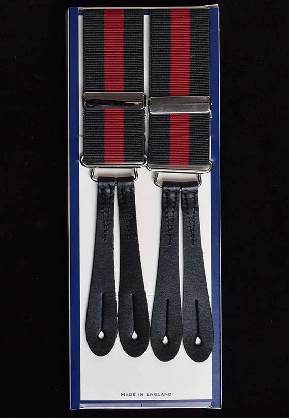 Striped Button-On Braces with Stamped Leather Ends (BR730) - Image 11